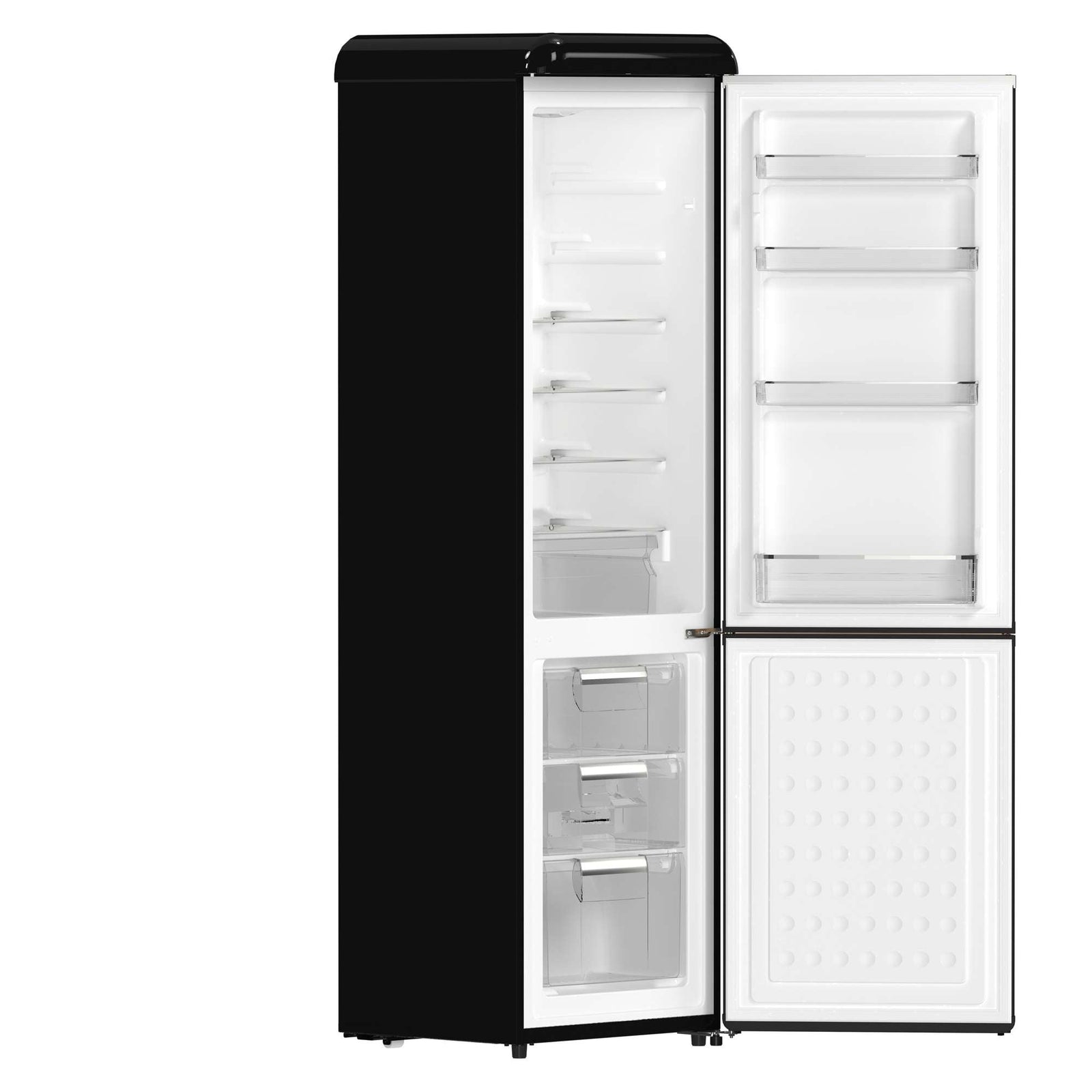 Forno Storico 22-Inch Retro bottom freezer Fridge in Black, 9 cu.ft, copper-tone handle - FFFFD1745-22BLK