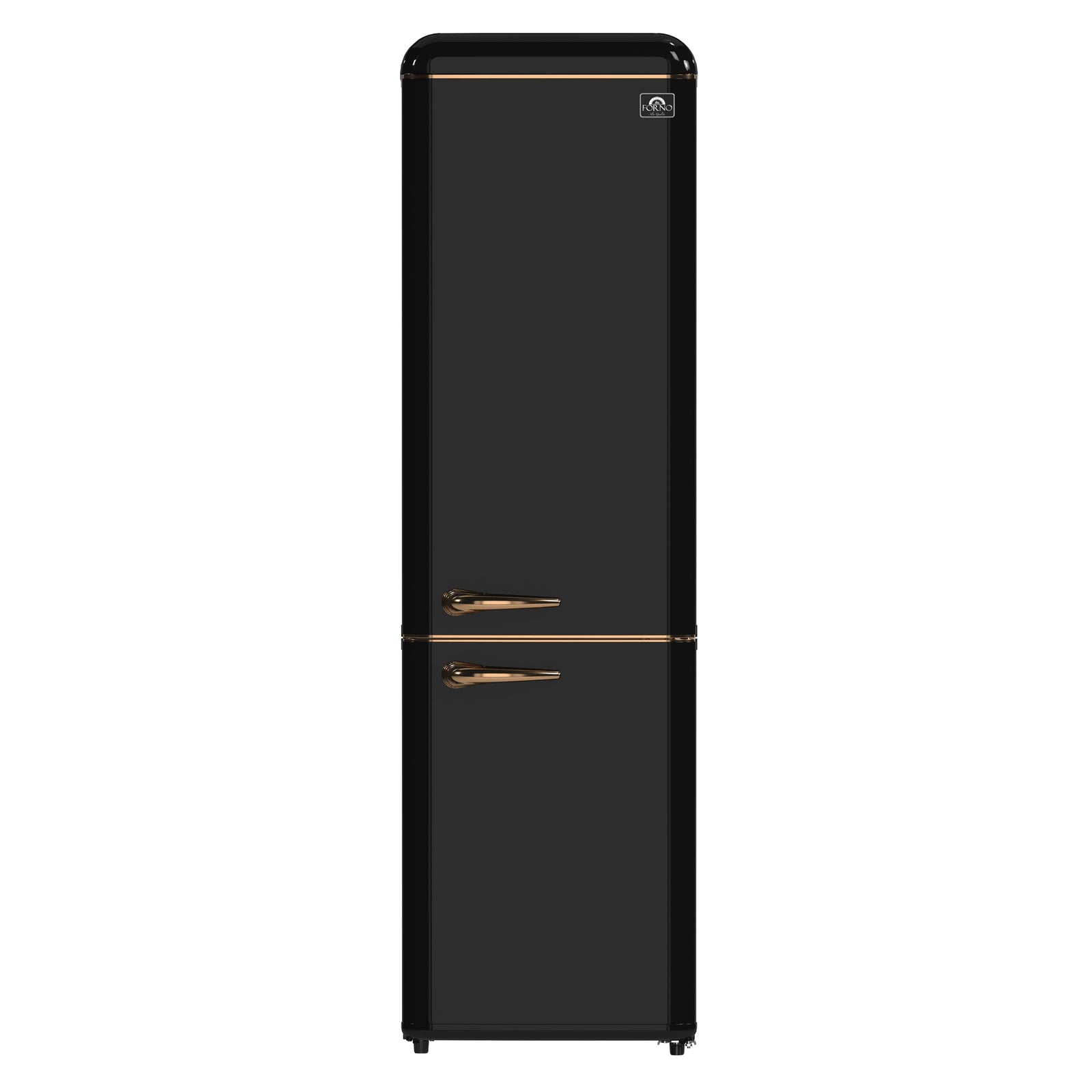 Forno Storico 22-Inch Retro bottom freezer Fridge in Black, 9 cu.ft, copper-tone handle - FFFFD1745-22BLK
