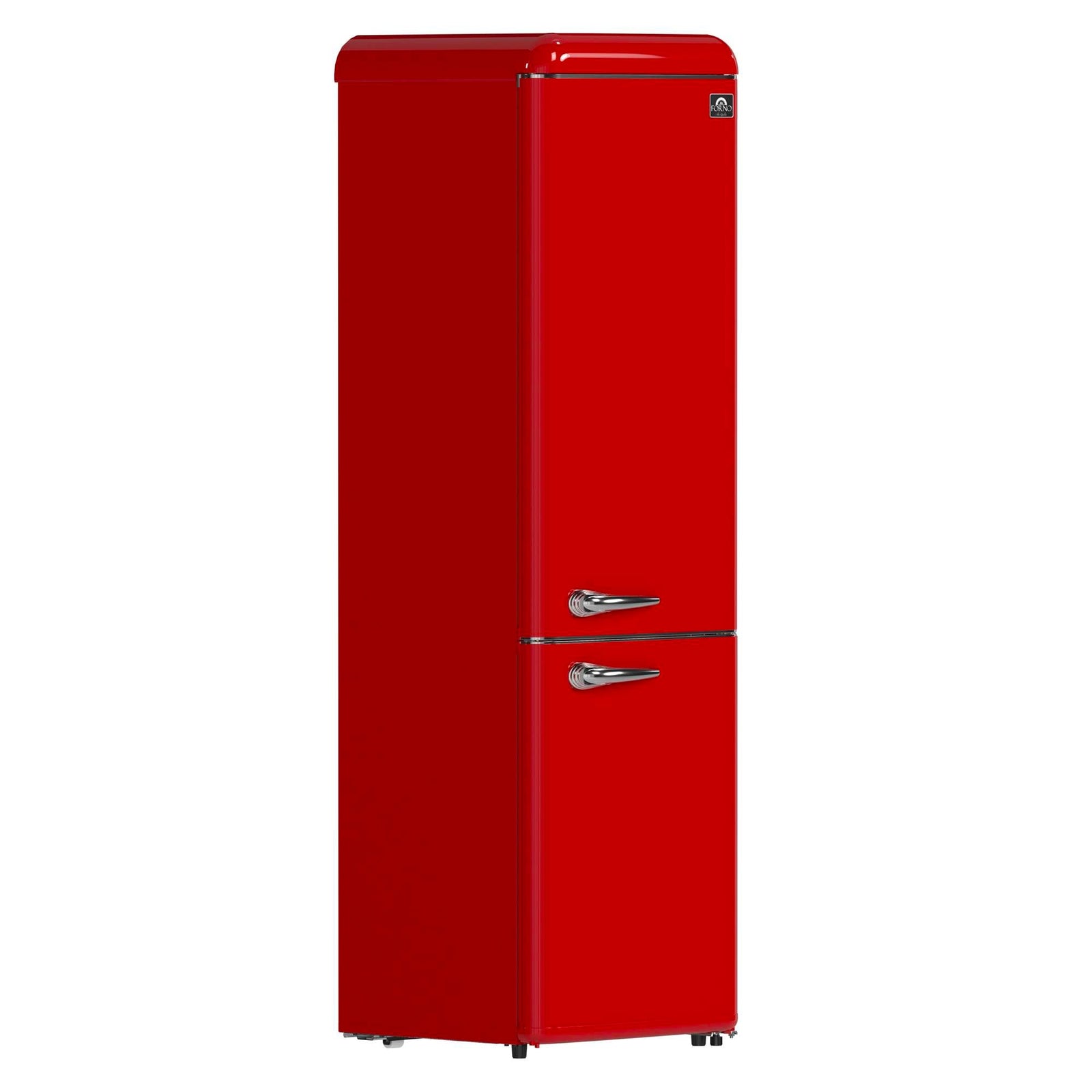 Forno Storico 22-Inch Retro bottom freezer Fridge in Red, 9 cu.ft, silver handle - FFFFD1745-22RED
