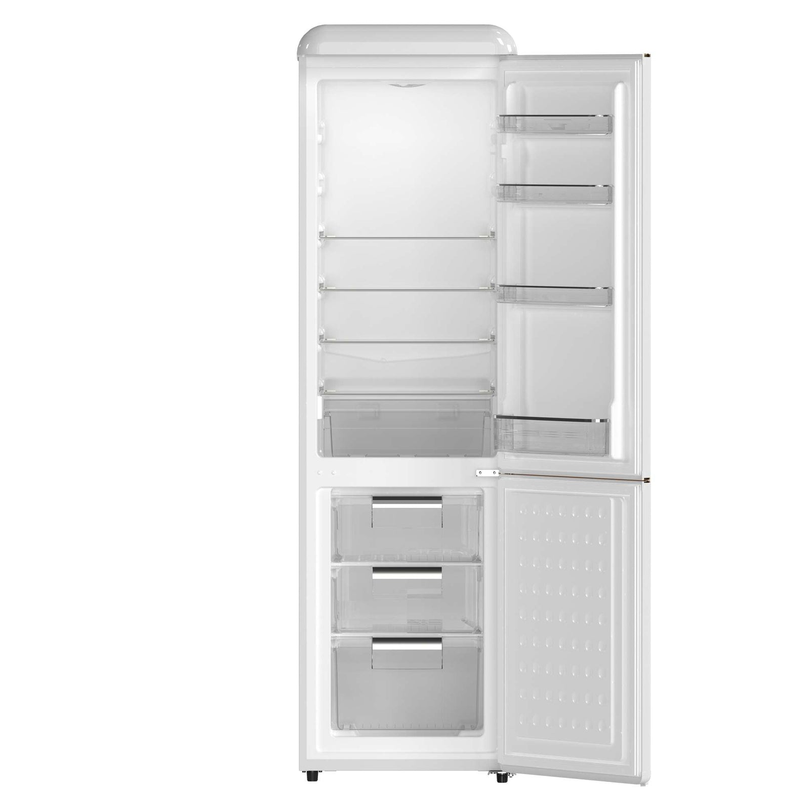 Forno Storico 22-Inch Retro bottom freezer Fridge in White, 9 cu.ft, copper-tone handle - FFFFD1745-22WHT