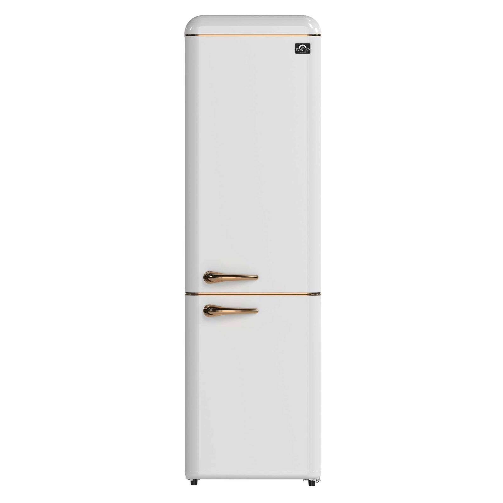 Forno Storico 22-Inch Retro bottom freezer Fridge in White, 9 cu.ft, copper-tone handle - FFFFD1745-22WHT
