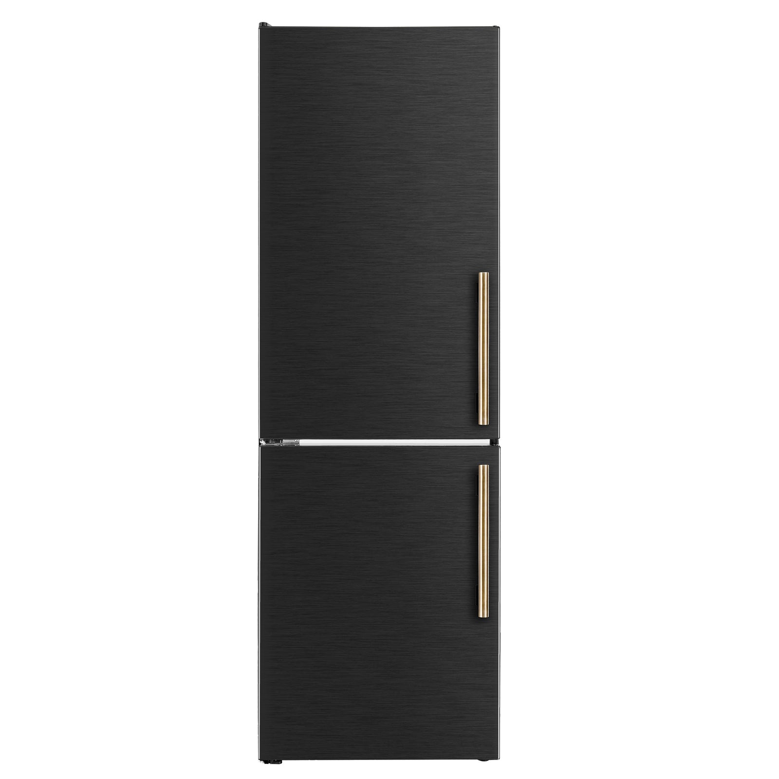 Forno Custodia 24" Bottom Freezer, 10.3 cf., Left Swing, Ice Maker, Total No frost, Black, Antique Brass handles - FFFFD1766-24BLK-LS