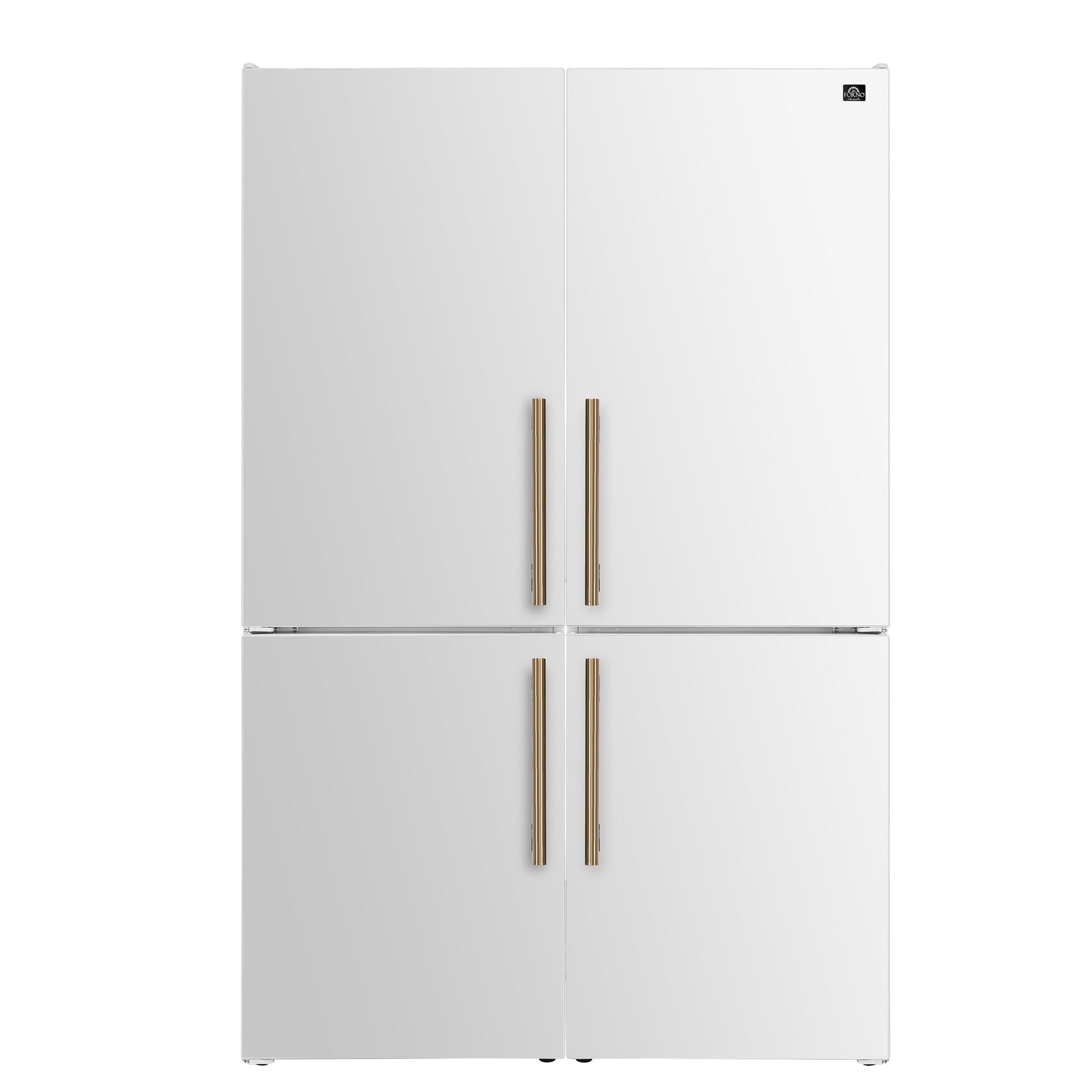 Forno Custodia 48" Bottom Freezer combo, 20.6 cf., Ice Maker, Total No frost, White, Antique Brass handles - FFFFD1766-48WHT