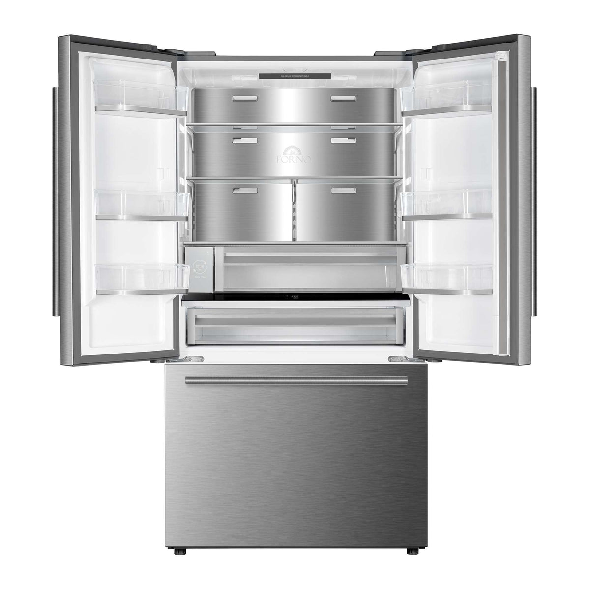 Forno Fiorano 36-inch French door refrigerator in stainless steel FFFFD1888-36SB