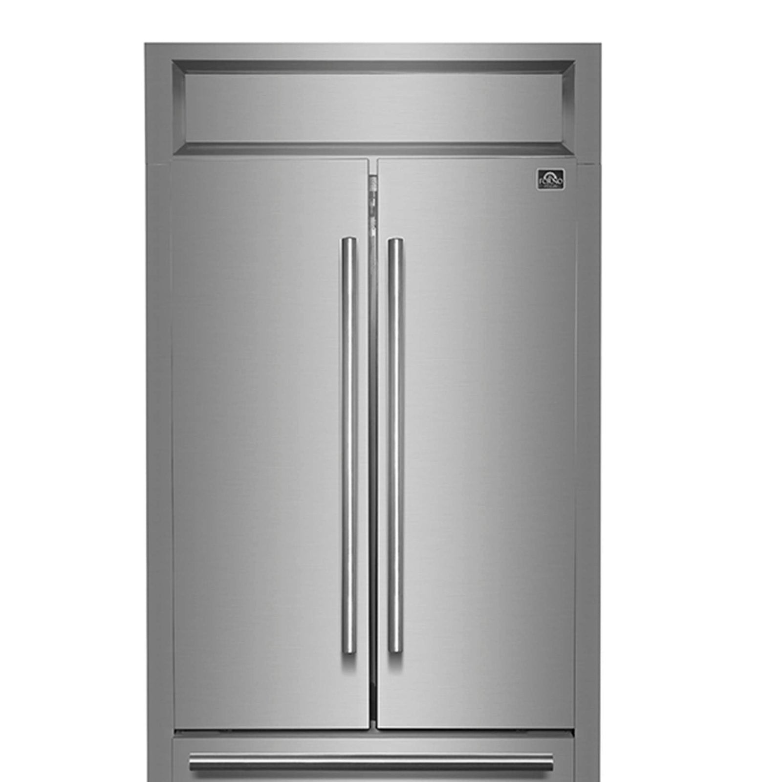 Forno Gallipoli 30-Inch French Door Refrigerator, 17.5 cu.ft Capacity, Modern Decorative Grill, 34-Inch Width, Stainless Steel, No Frost Technology, Energy Efficient - FFFFD1974-35MG