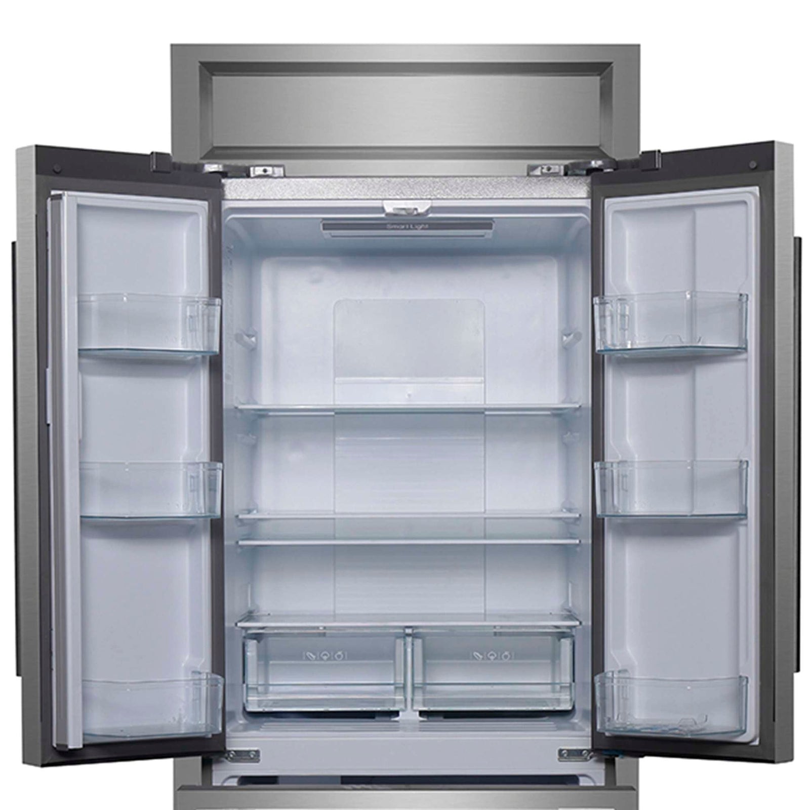Forno Gallipoli 30-Inch French Door Refrigerator, 17.5 cu.ft Capacity, Modern Decorative Grill, 34-Inch Width, Stainless Steel, No Frost Technology, Energy Efficient - FFFFD1974-35MG