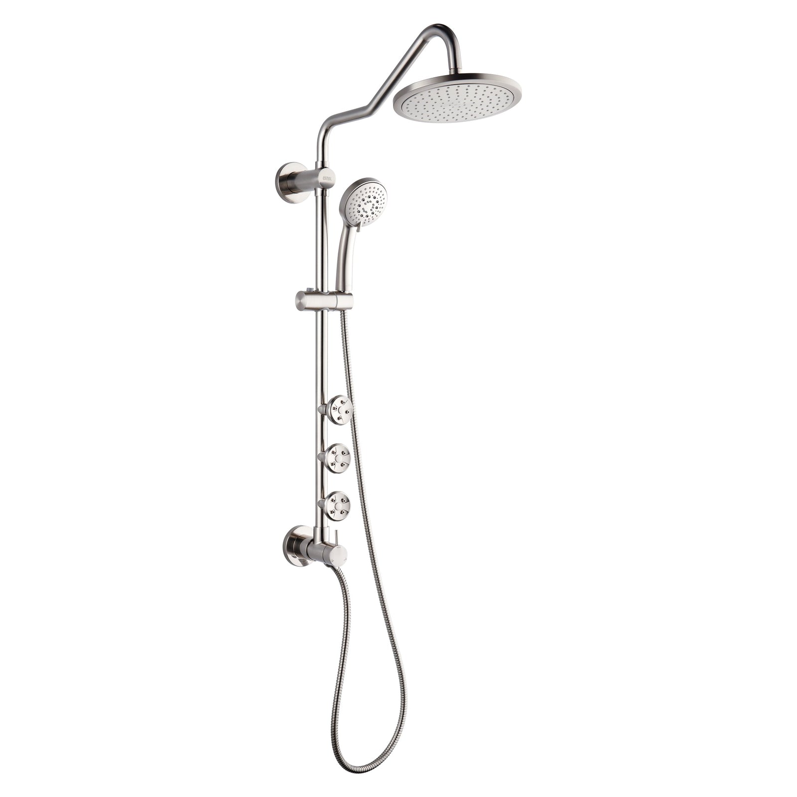 Forno Acqua AcquaSPA Retrofit Shower, Overhead Rainfall Shower, Handheld Shower Head, Body Jets, 6 Way Diverter, Brushed Nickel Finish, 2.5 GPM Flow Rate - SC31BN-C2