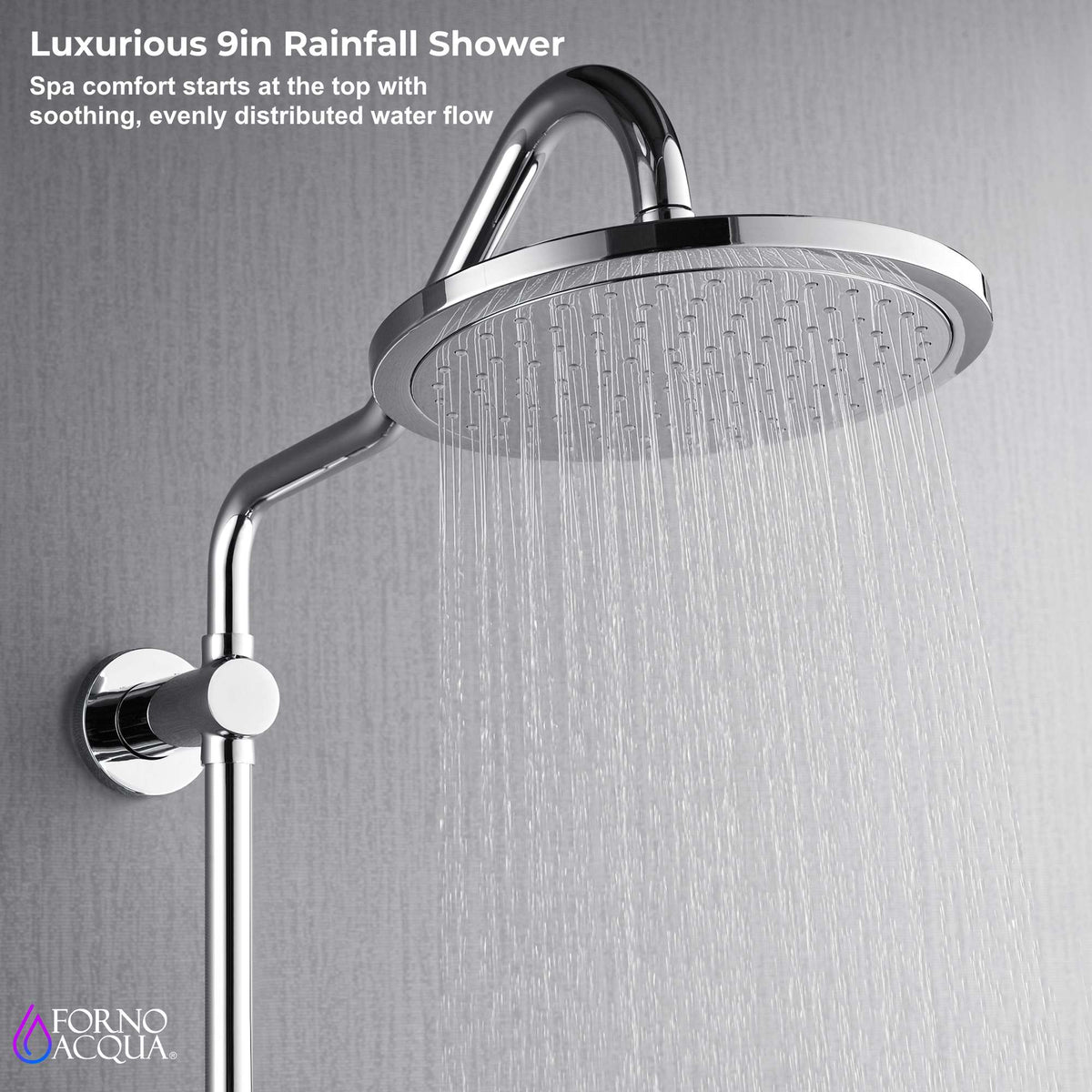 Forno Acqua AcquaSPA Retrofit Shower, Overhead Rainfall Shower, Handheld Shower Head, Body Jets, 6 Way Diverter, Polished Stainless Steel Finish, 1.8 GPM Flow Rate - SC31CP-C8