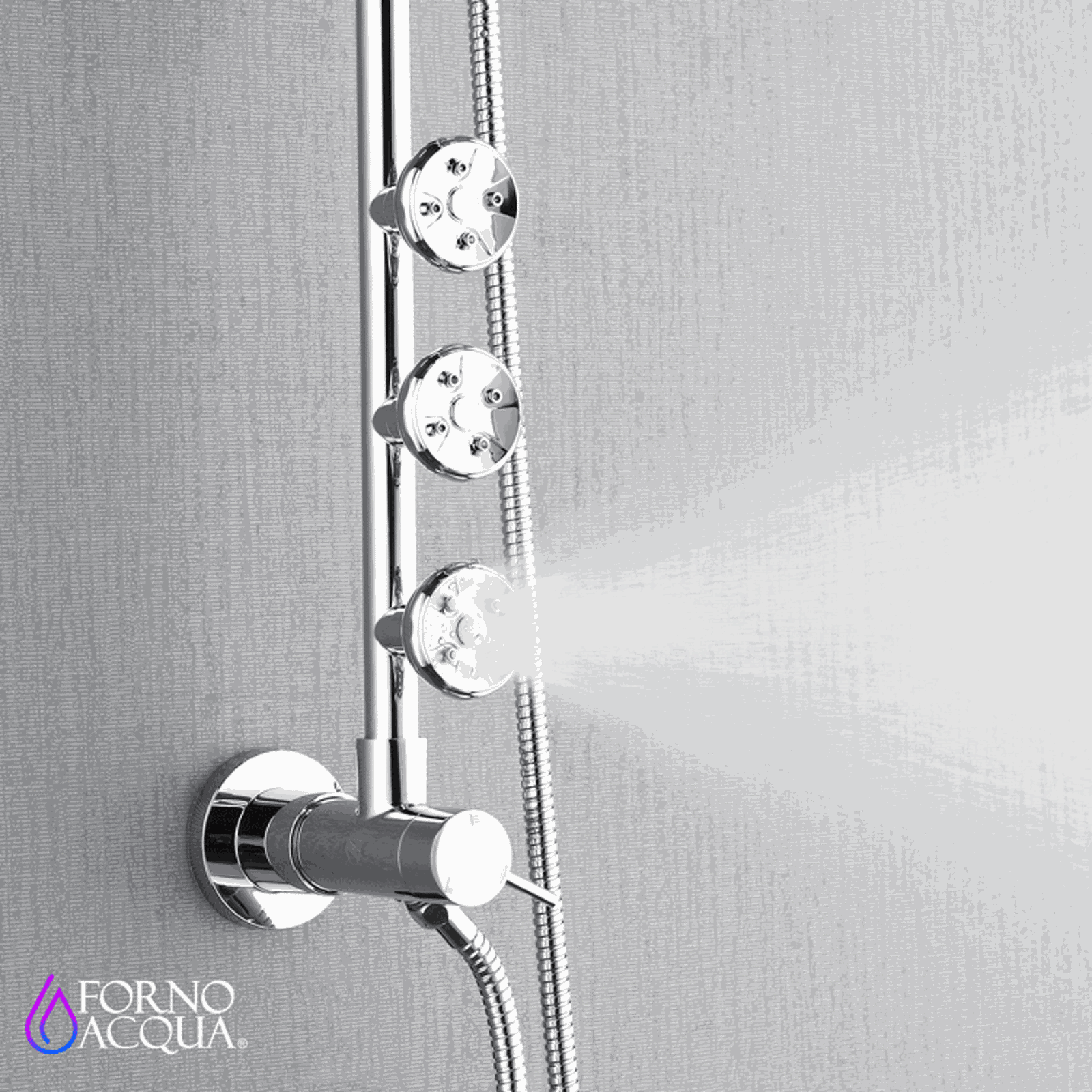 Forno Acqua AcquaSPA Retrofit Shower, Overhead Rainfall Shower, Handheld Shower Head, Body Jets, 6 Way Diverter, Polished Stainless Steel Finish, 1.8 GPM Flow Rate - SC31CP-C8