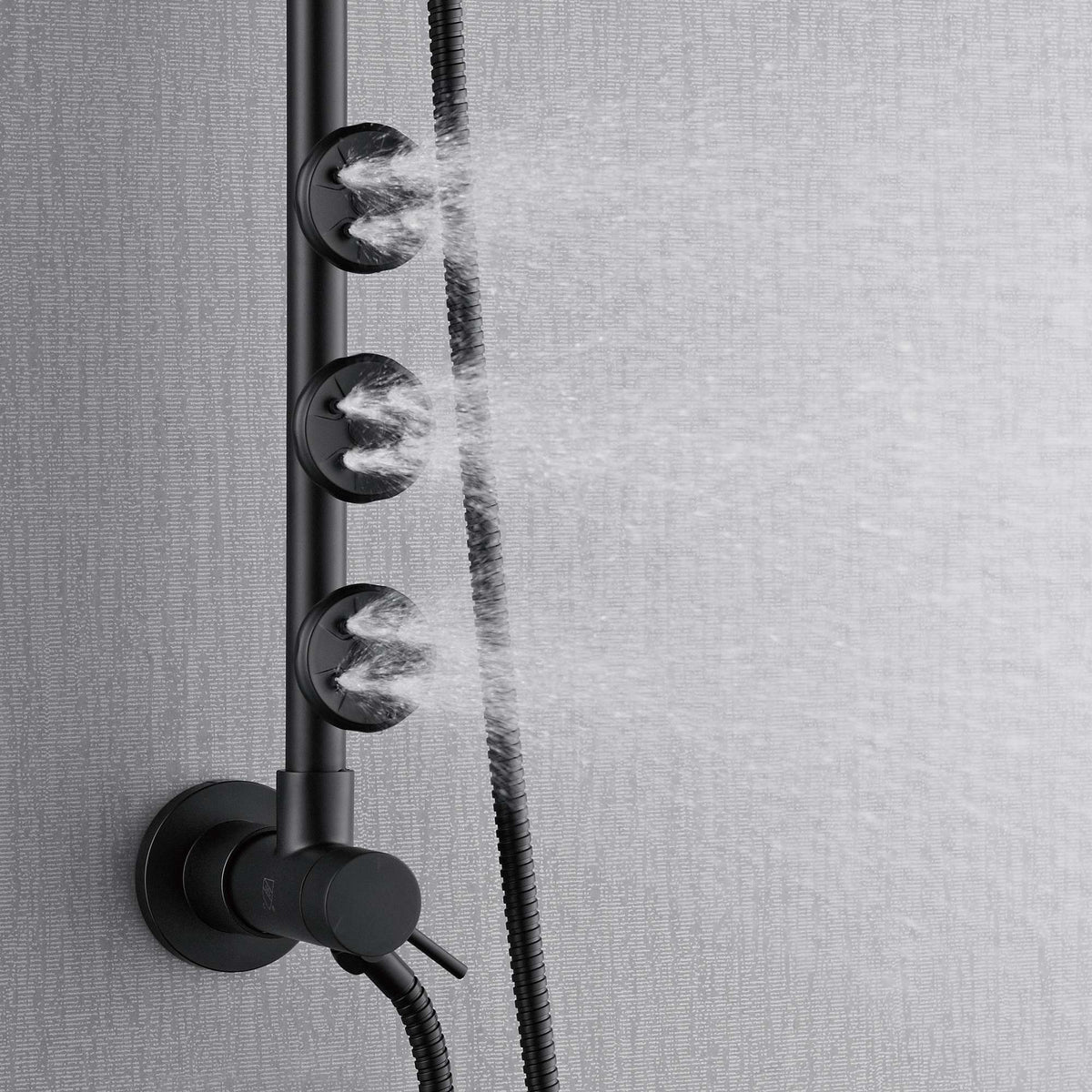 Forno Acqua AcquaSPA Retrofit Shower, Overhead Rainfall, 8 Inch Shower Head, Handheld Shower Head, Body Jets, 6 Way Diverter, Matte Black Finish, 2.5 GPM Flow Rate - SC32BK-C2