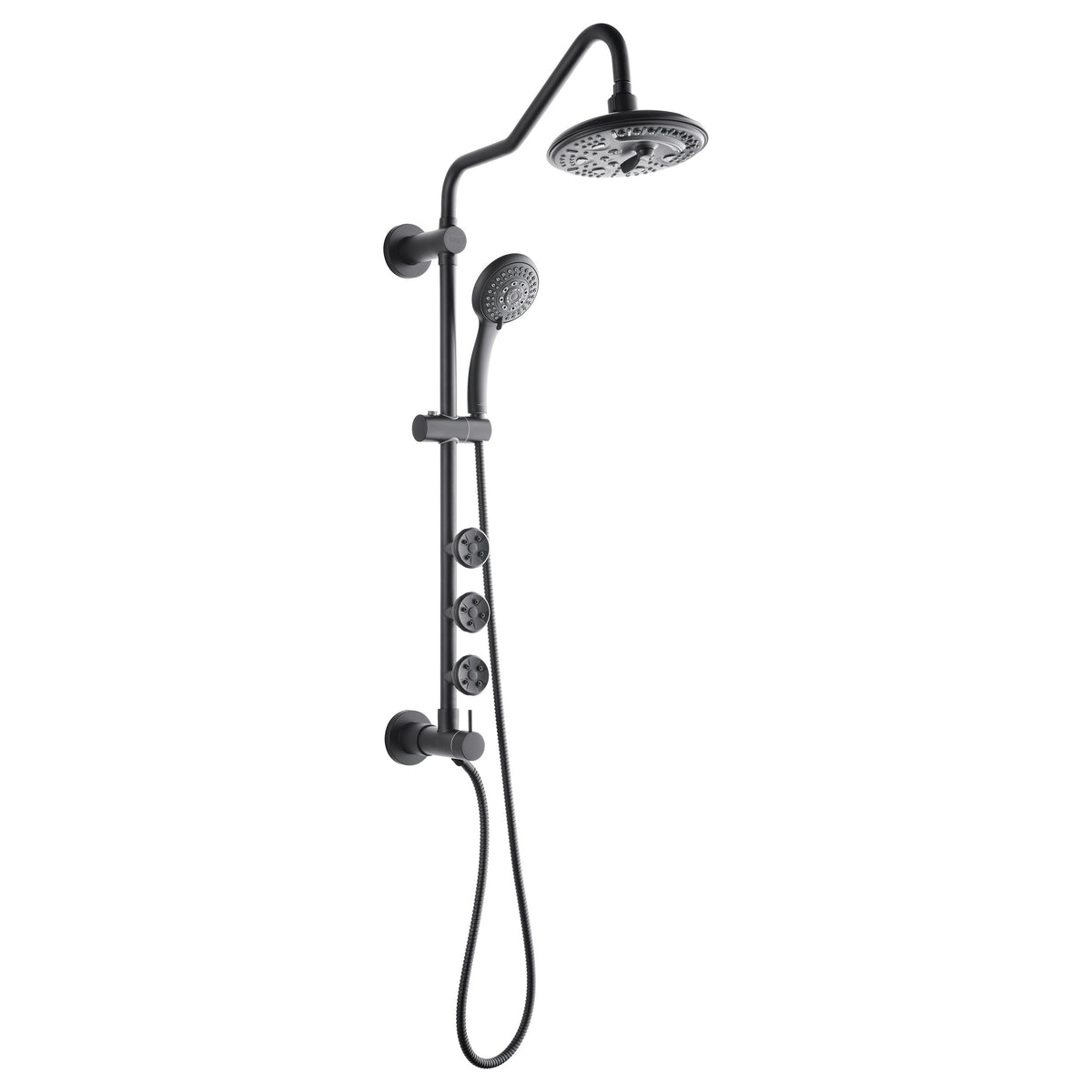 Forno Acqua AcquaSPA Retrofit Shower, Overhead Rainfall, 8 Inch Shower Head, Handheld Shower Head, Body Jets, 6 Way Diverter, Matte Black Finish, 2.5 GPM Flow Rate - SC32BK-C2