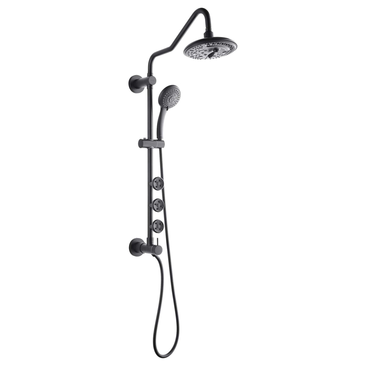 Forno Acqua AcquaSPA Retrofit Shower, Overhead Rainfall, 8 Inch Shower Head, Handheld Shower Head, Body Jets, 6 Way Diverter, Matte Black Finish, 1.8 GPM Flow Rate - SC32BK-C8