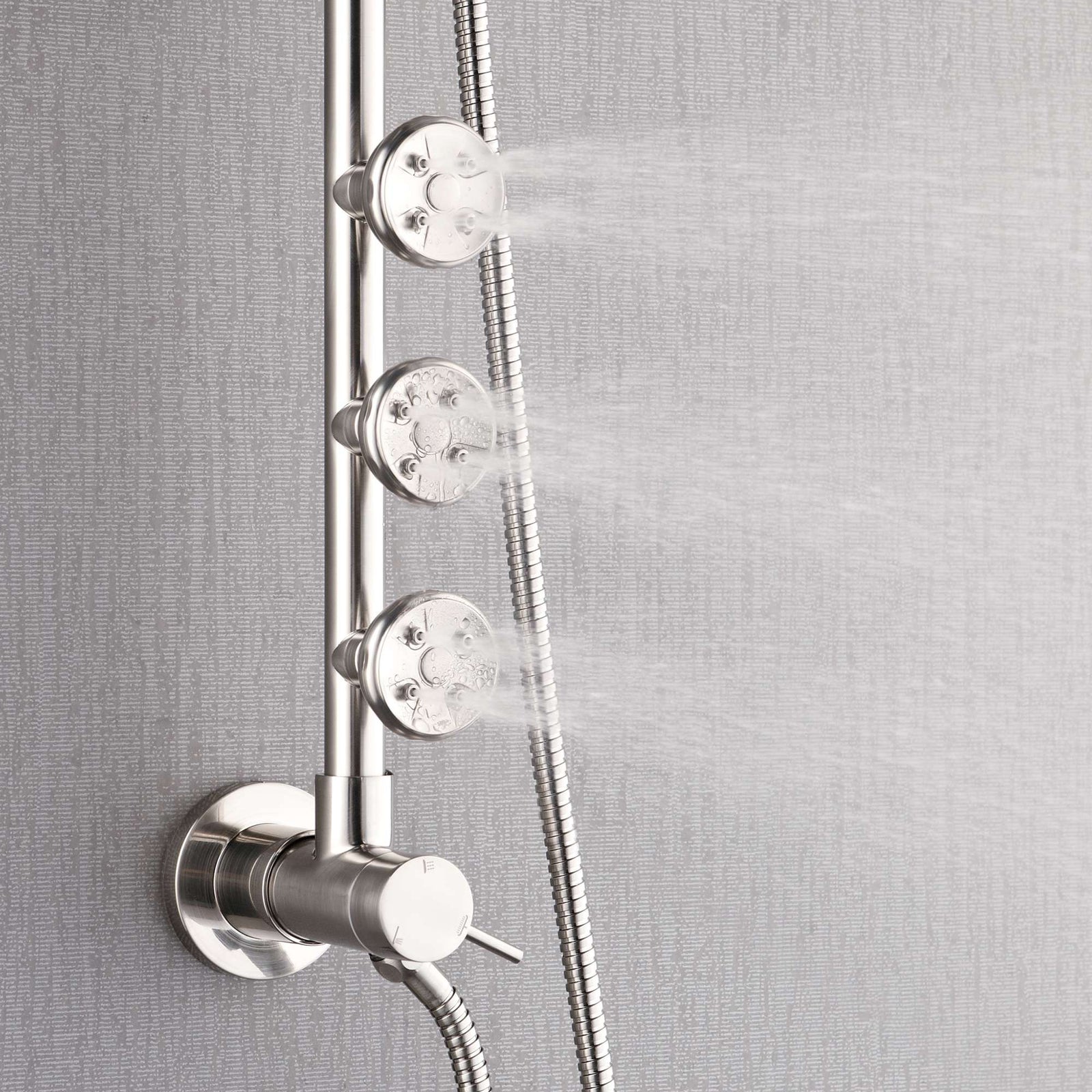 Forno Acqua AcquaSPA Retrofit Shower, Overhead Rainfall, 8 Inch Shower Head, Handheld Shower Head, Body Jets, 6 Way Diverter, Brushed Nickel Finish, 2.5 GPM Flow Rate - SC32BN-C2