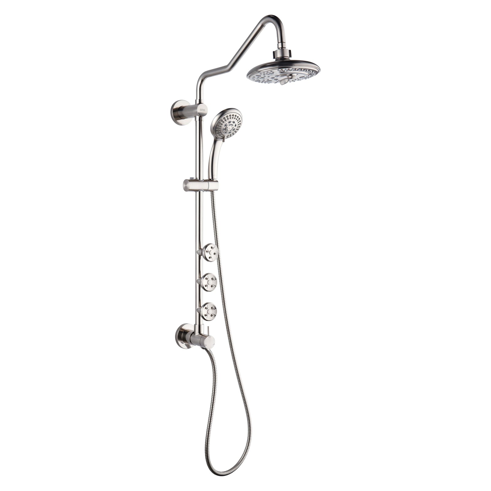 Forno Acqua AcquaSPA Retrofit Shower, Overhead Rainfall, 8 Inch Shower Head, Handheld Shower Head, Body Jets, 6 Way Diverter, Brushed Nickel Finish, 1.8 GPM Flow Rate - SC32BN-C8