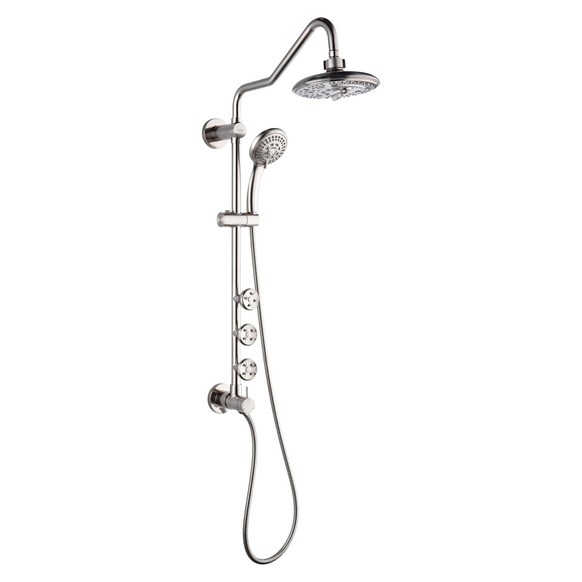Forno Acqua AcquaSPA Retrofit Shower, Overhead Rainfall, 8 Inch Shower Head, Handheld Shower Head, Body Jets, 6 Way Diverter, Brushed Nickel Finish, 2.5 GPM Flow Rate - SC32BN-C2