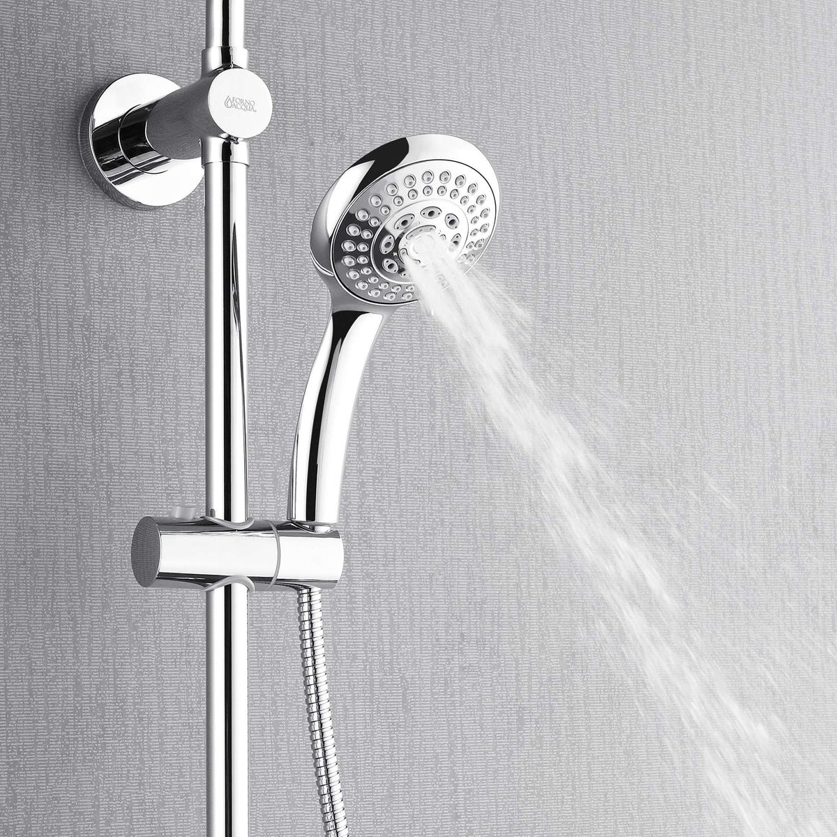 Forno Acqua AcquaSPA Retrofit Shower, Overhead Rainfall, 8 Inch Shower Head, Handheld Shower Head, Body Jets, 6 Way Diverter, Polished Stainless Steel Finish, 1.8 GPM Flow Rate - SC32CP-C8