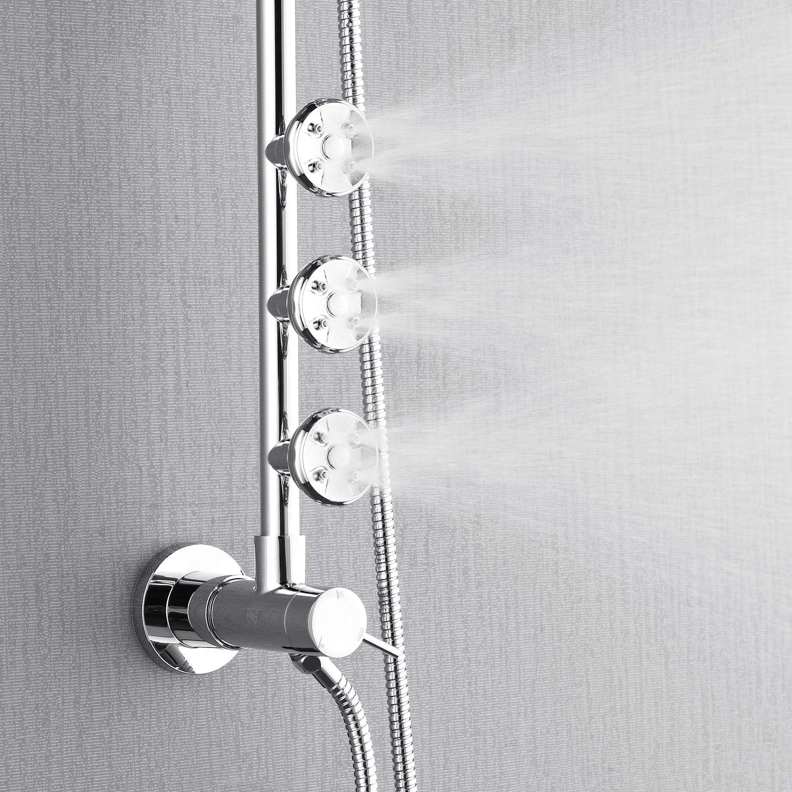 Forno Acqua AcquaSPA Retrofit Shower, Overhead Rainfall, 8 Inch Shower Head, Handheld Shower Head, Body Jets, 6 Way Diverter, Polished Stainless Steel Finish, 2.5 GPM Flow Rate - SC32CP-C2