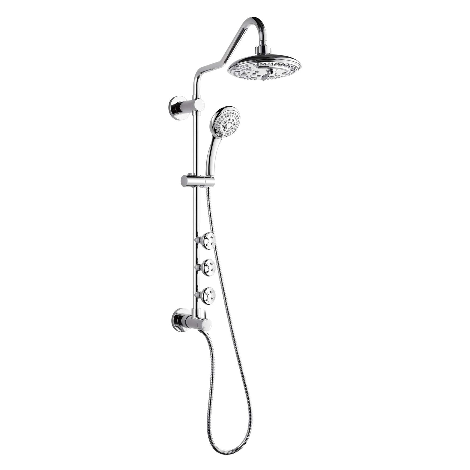 Forno Acqua AcquaSPA Retrofit Shower, Overhead Rainfall, 8 Inch Shower Head, Handheld Shower Head, Body Jets, 6 Way Diverter, Polished Stainless Steel Finish, 2.5 GPM Flow Rate - SC32CP-C2