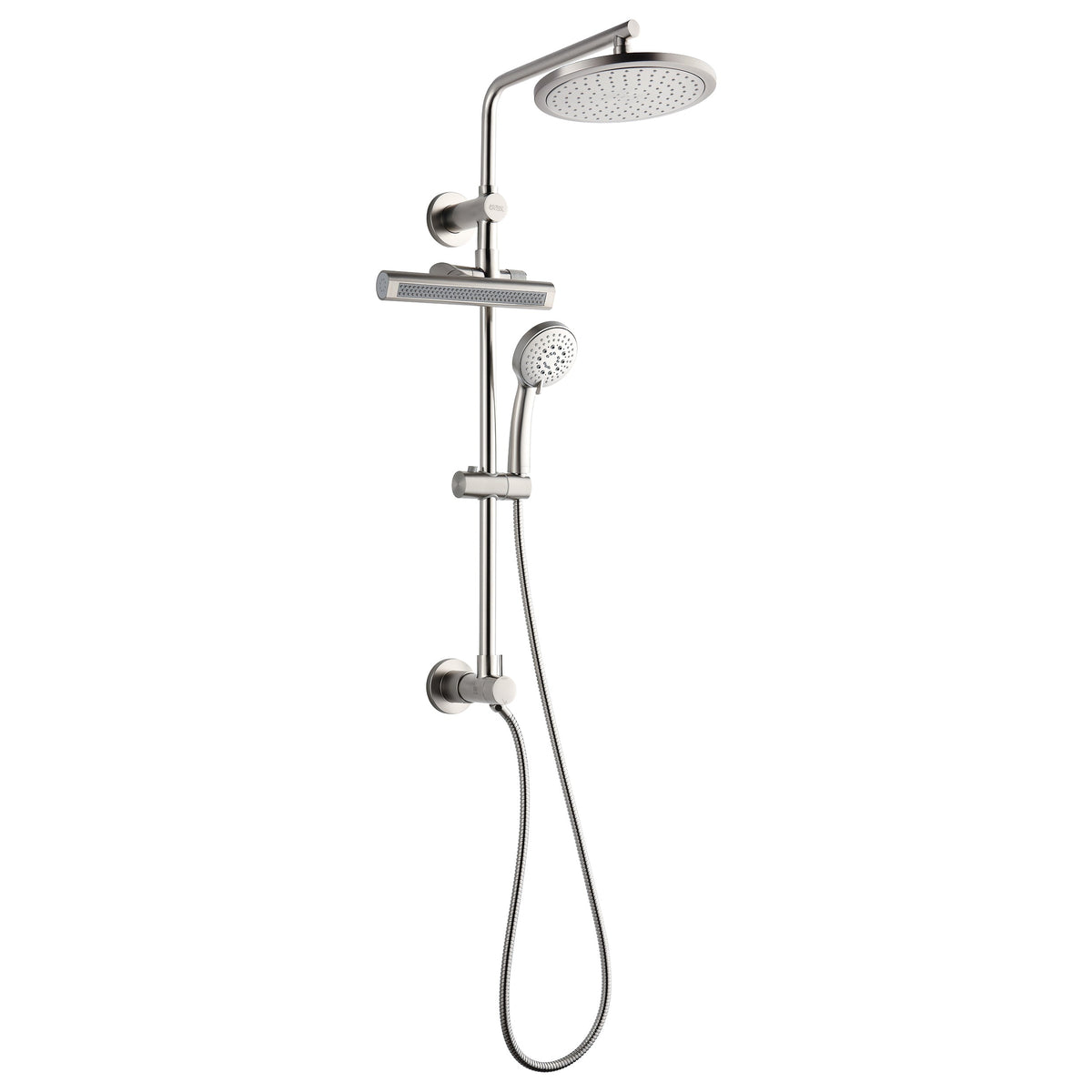 Forno Acqua AcquaFALL Shower, Brushed Nickel Finish, Overhead Rainfall Shower, Handheld Shower Head, Body Jets, 1.8 GPM Flow Rate - SCW1BN-S8