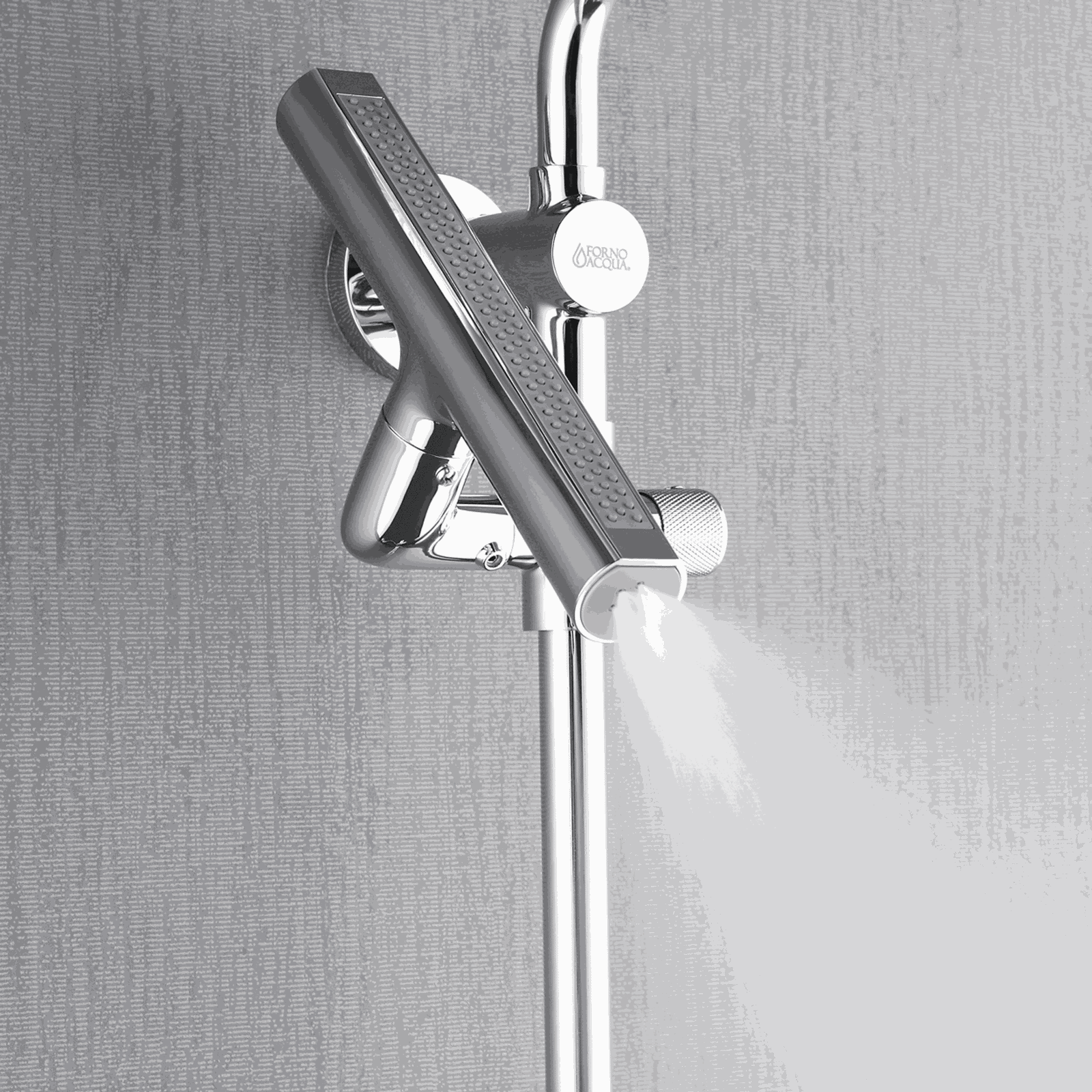 Forno Acqua AcquaFALL Shower, Polished Stainless Steel Finish, Overhead Rainfall Shower, Handheld Shower Head, Body Jets, 1.8 GPM Flow Rate - SCW1CP-S8