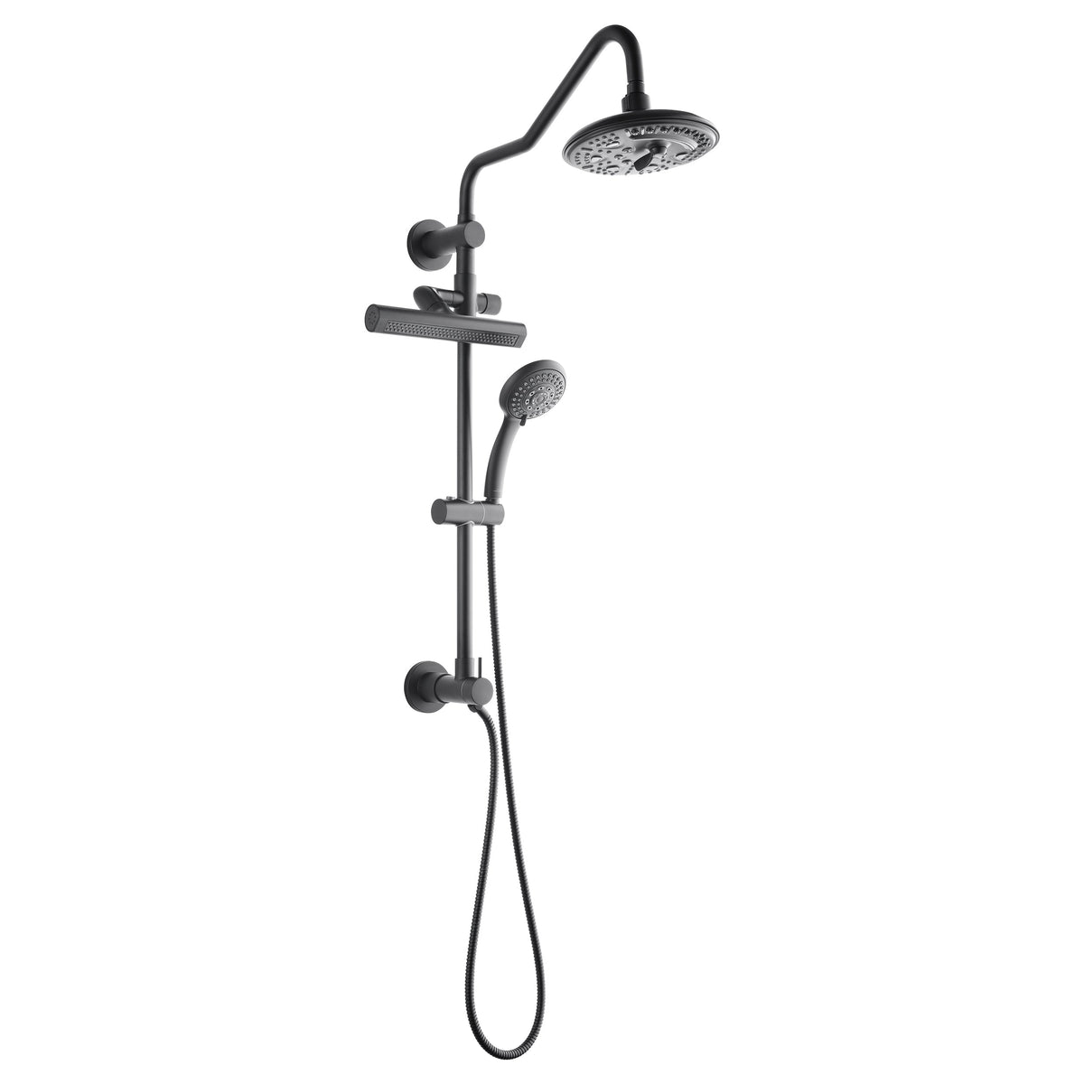 Forno Acqua AcquaFALL Shower, Matte Black Finish, Overhead Rainfall Shower, 7 Way Diverter, Handheld Shower Head, Body Jets, 2.5 GPM Flow Rate - SCW2BK-C2