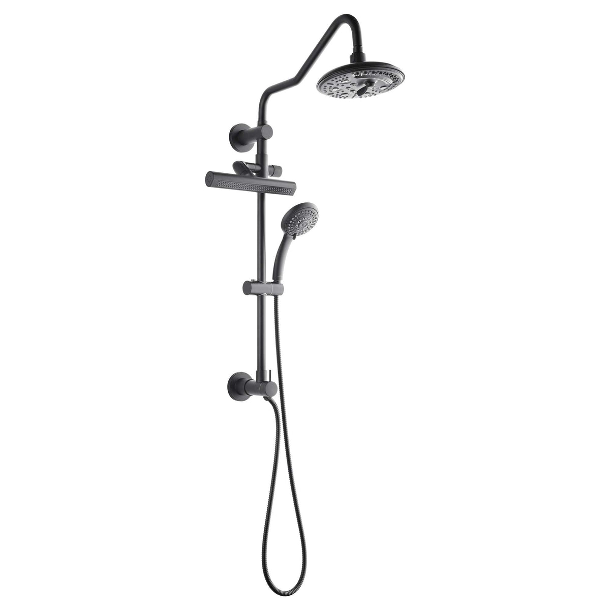 Forno Acqua AcquaFALL Shower, Matte Black Finish, Overhead Rainfall Shower, 7 Way Diverter, Handheld Shower Head, Body Jets, 1.8 GPM Flow Rate - SCW2BK-C8