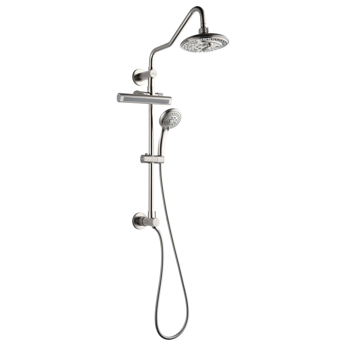 Forno Acqua AcquaFALL Shower, Brushed Nickel Finish, Overhead Rainfall Shower, 7 Way Diverter, Handheld Shower Head, Body Jets, 1.8 GPM Flow Rate - SCW2BN-C8