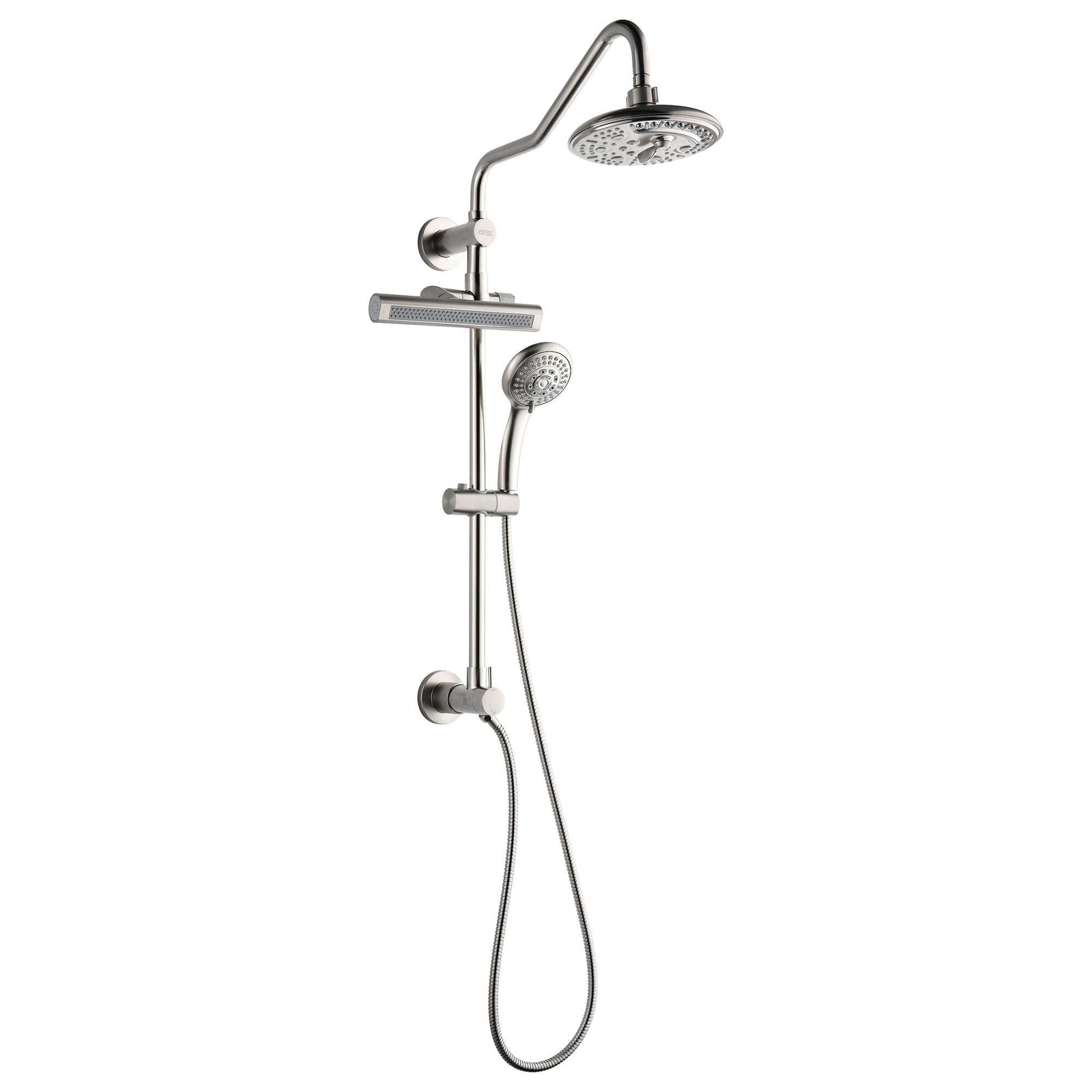 Forno Acqua AcquaFALL Shower, Brushed Nickel Finish, Overhead Rainfall Shower, 7 Way Diverter, Handheld Shower Head, Body Jets, 2.5 GPM Flow Rate - SCW2BN-C2