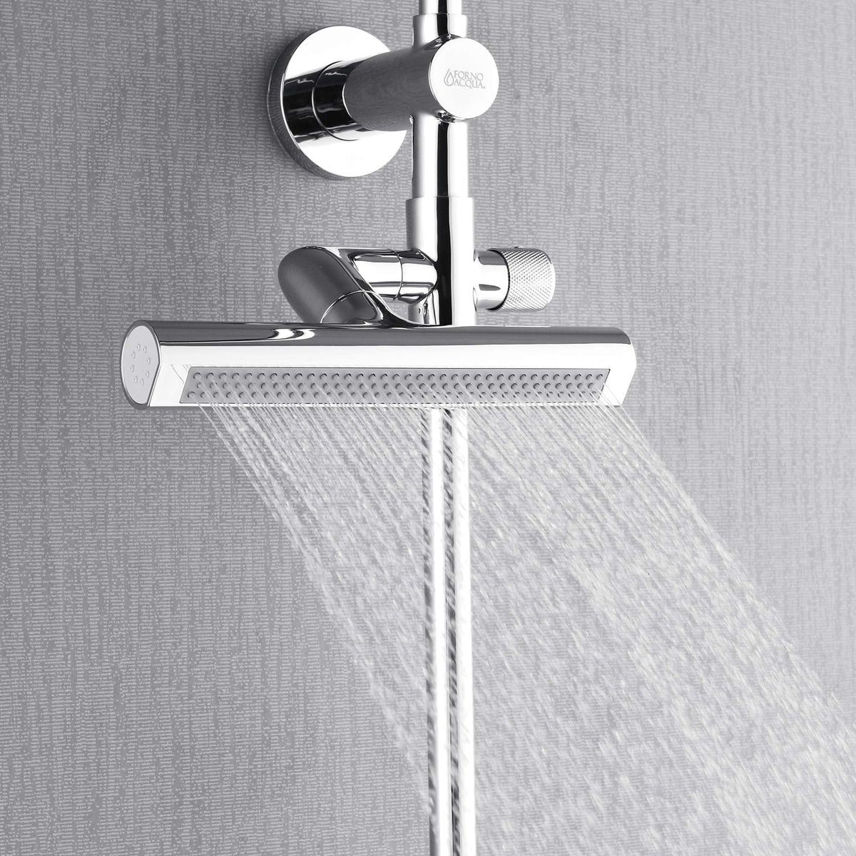 Forno Acqua AcquaFALL Shower, Polished Stainless Steel Finish, Overhead Rainfall Shower, 7 Way Diverter, Handheld Shower Head, Body Jets, 1.8 GPM Flow Rate - SCW2CP-C8