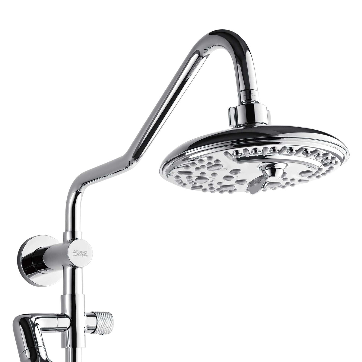 Forno Acqua AcquaFALL Shower, Polished Stainless Steel Finish, Overhead Rainfall Shower, 7 Way Diverter, Handheld Shower Head, Body Jets, 2.5 GPM Flow Rate - SCW2CP-C2