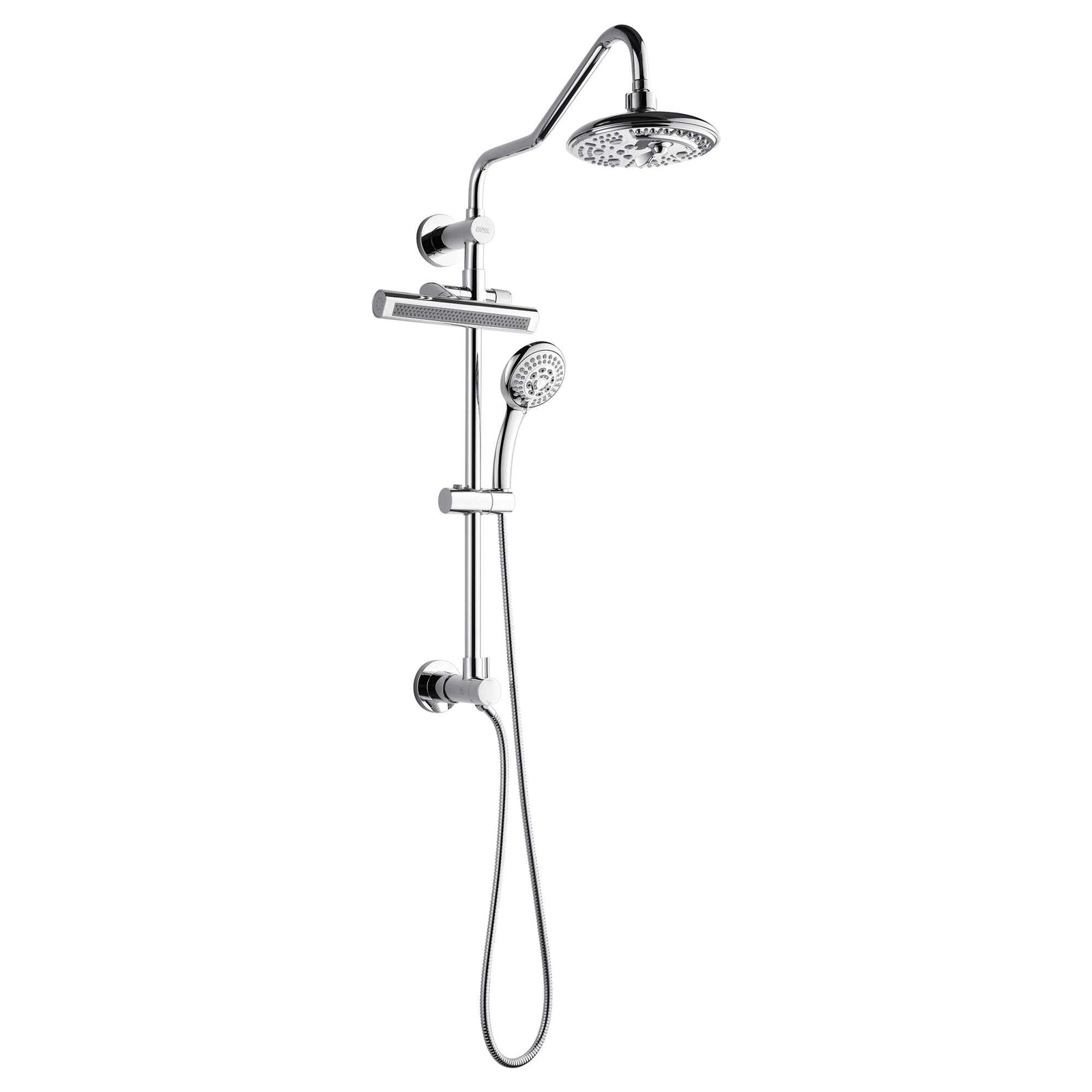 Forno Acqua AcquaFALL Shower, Polished Stainless Steel Finish, Overhead Rainfall Shower, 7 Way Diverter, Handheld Shower Head, Body Jets, 1.8 GPM Flow Rate - SCW2CP-C8