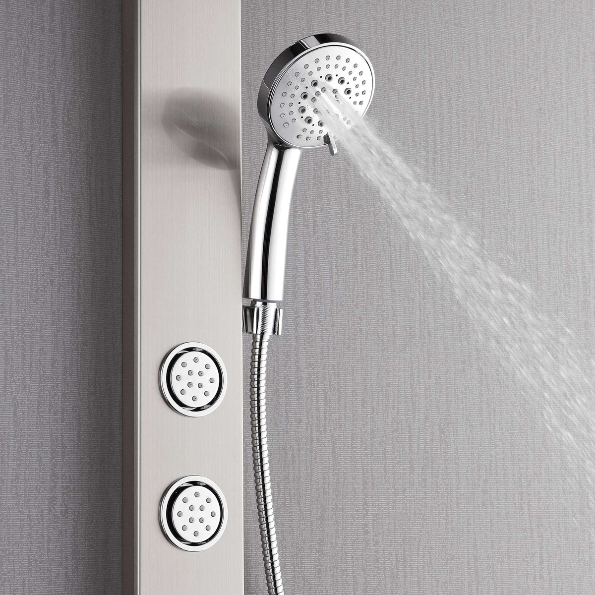 Forno Acqua AcquaSPA Shower Panel in Stainless Steel, Overhead Rainfall Shower, Handheld Shower Head, Body Jets, 1.8 GPM Flow Rate - SL31BC-8