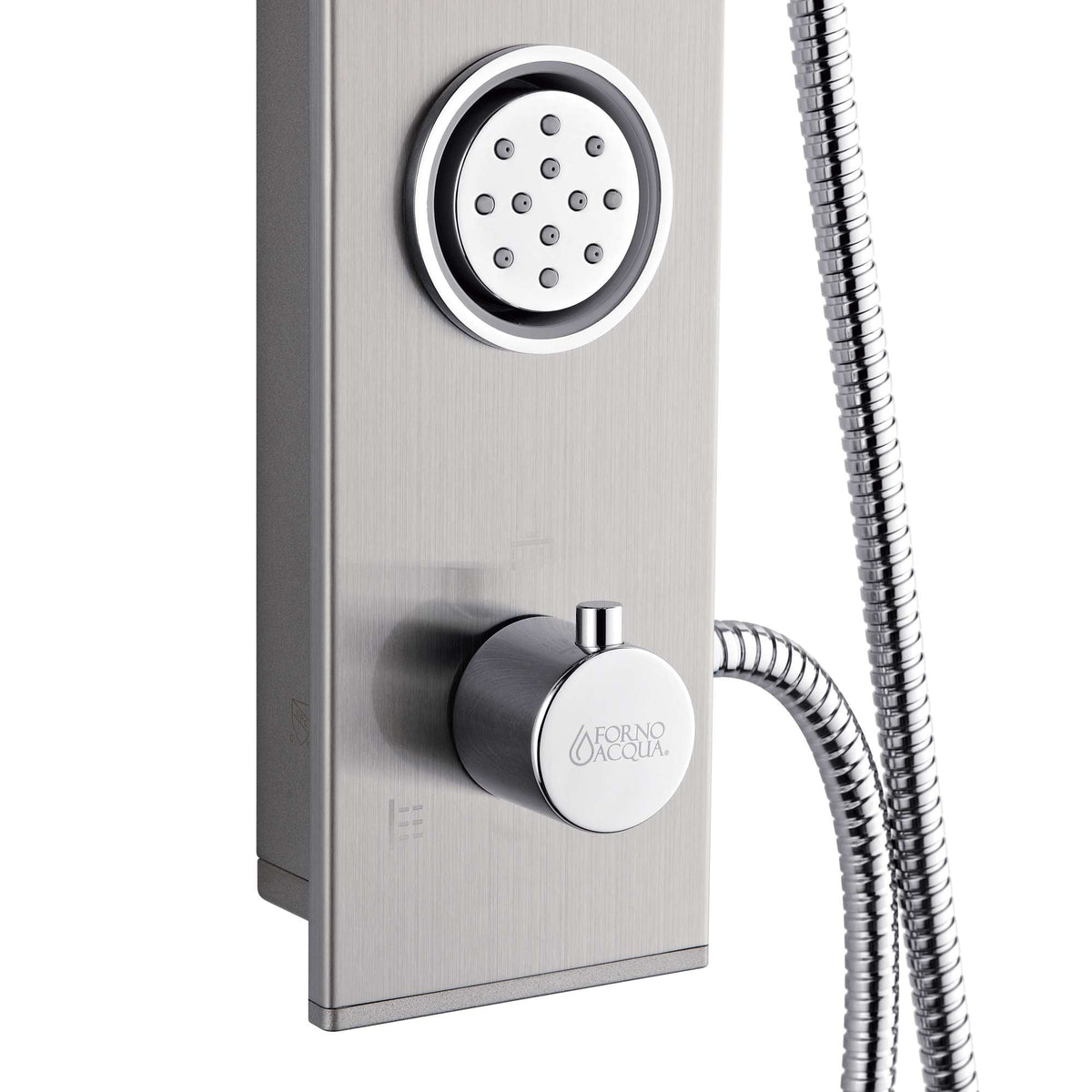 Forno Acqua AcquaSpa Shower Panel with SensoTemp, Stainless Steel, Overhead Rainfall Shower, Handheld Shower Head, Body Jets, 2.5 GPM Flow Rate - SL31BC-L2