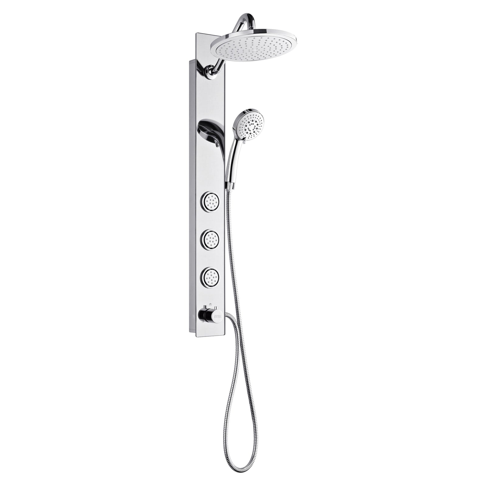 Forno Acqua AcquaSPA Shower Panel with SensoTEMP, Mirrored Stainless Steel Finish, Overhead Rainfall Shower, Handheld Shower Head, Body Jets, 1.8 GPM Flow Rate - SL31MC-L8