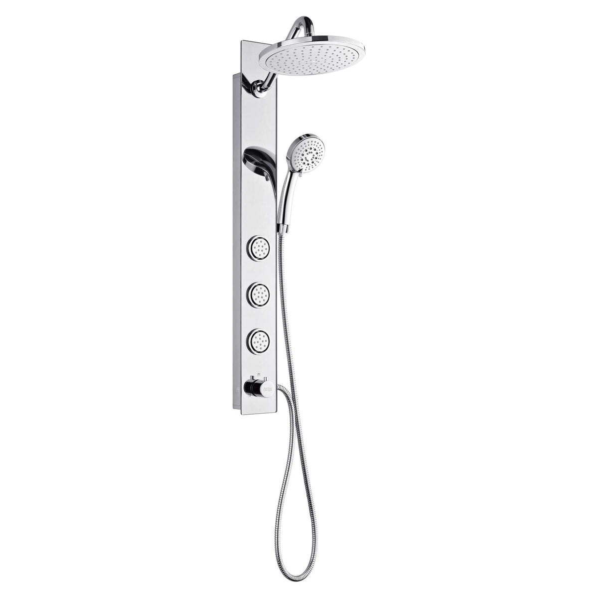 Forno Acqua AcquaSPA Shower Panel with SensoTEMP, Mirrored Stainless Steel Finish, Overhead Rainfall Shower, Handheld Shower Head, Body Jets, 2.5 GPM Flow Rate - SL31MC-L2