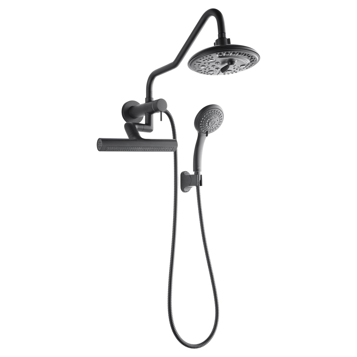 Forno Acqua AcquaFALL Mini 8 Inch Shower Head, Matte Black Finish, Overhead Rainfall Shower, Handheld Shower Head, Body Jets, 2.5 GPM Flow Rate - SMW2BK-C2