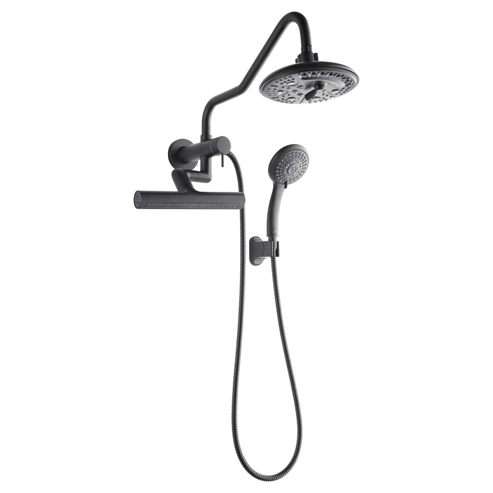 Forno Acqua AcquaFALL Mini 8 Inch Shower Head, Matte Black Finish, Overhead Rainfall Shower, Handheld Shower Head, Body Jets, 2.5 GPM Flow Rate - SMW2BK-C2