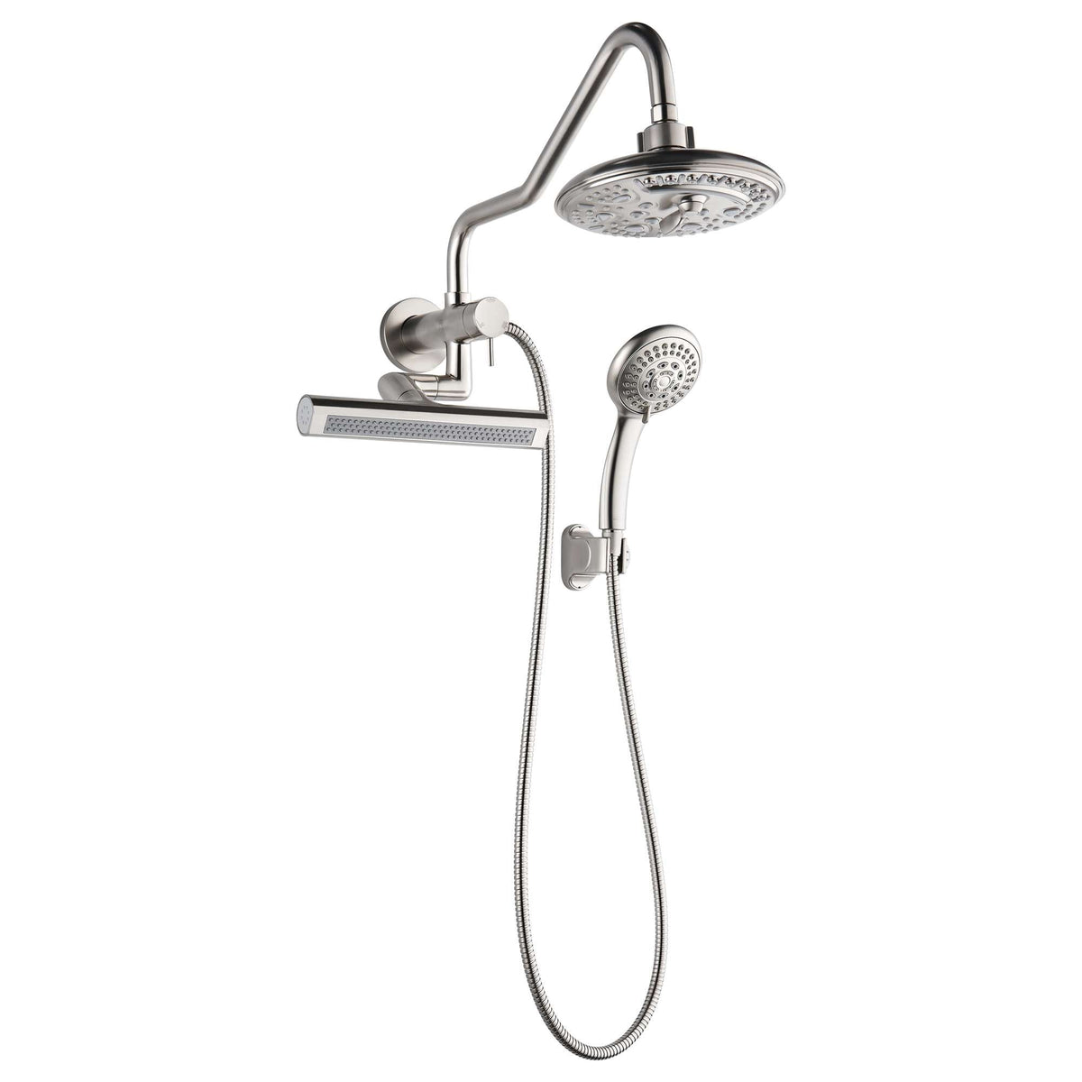 Forno Acqua AcquaFALL Mini 8 Inch Shower Head, Brushed Nickel Finish, Overhead Rainfall Shower, Handheld Shower Head, Body Jets, 2.5 GPM Flow Rate - SMW2BN-C2