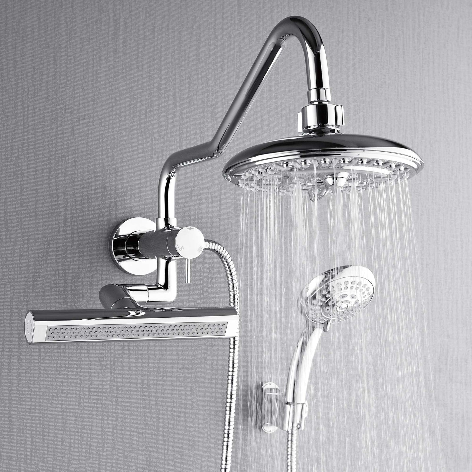 Forno Acqua AcquaFALL Mini 8 Inch Shower Head, Polished Stainless Steel Finish, Overhead Rainfall Shower, Handheld Shower Head, Body Jets, 1.8 GPM Flow Rate - SMW2CP-C8