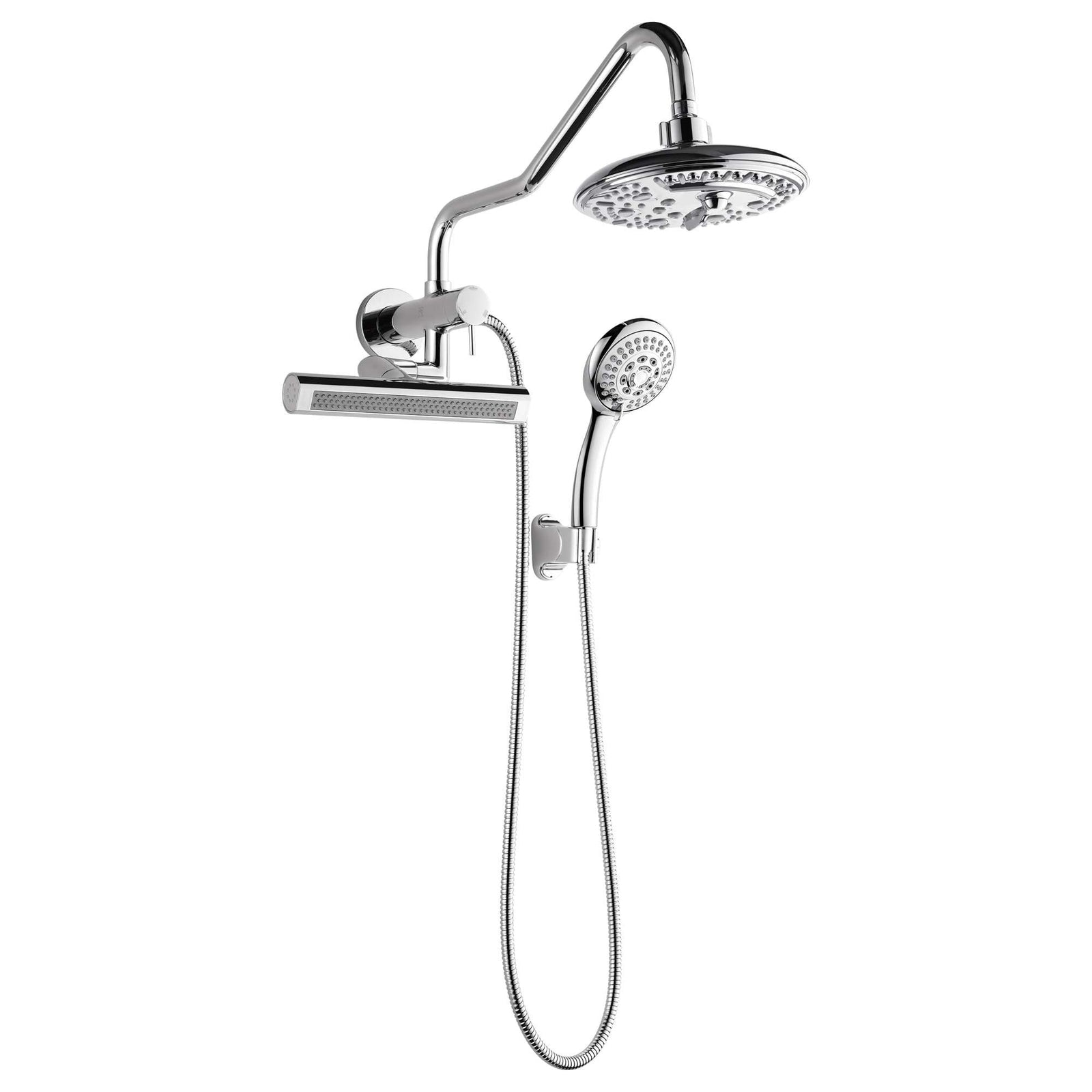Forno Acqua AcquaFALL Mini 8 Inch Shower Head, Polished Stainless Steel Finish, Overhead Rainfall Shower, Handheld Shower Head, Body Jets, 2.5 GPM Flow Rate - SMW2CP-C2