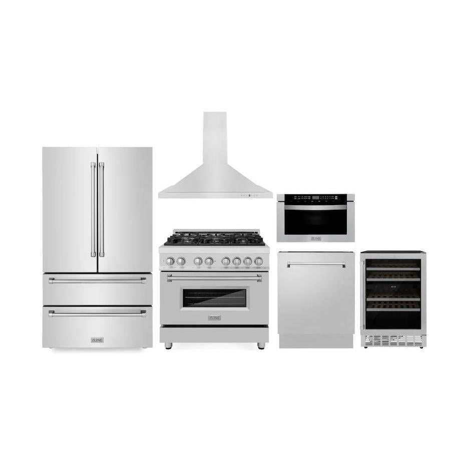 ZLINE 36-inch kitchen package 6KPR-RARH36-MWDWV-RWV