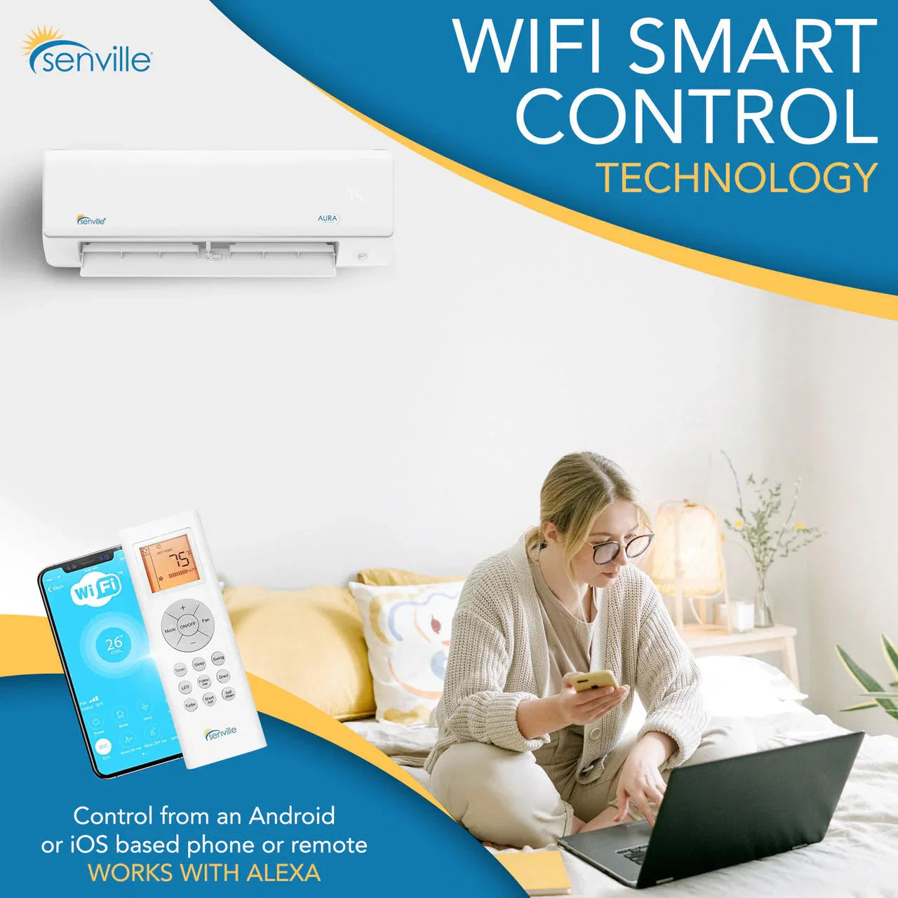 Senville AURA 48,000 BTU (9K + 9K + 9K + 9K + 9K + 9K) 23 SEER2 6 Zone Mini Split Air Conditioner - 230V