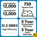 Senville LETO 12,000 BTU  21.2 SEER2 Single Zone Ductless Mini Split - 115V
