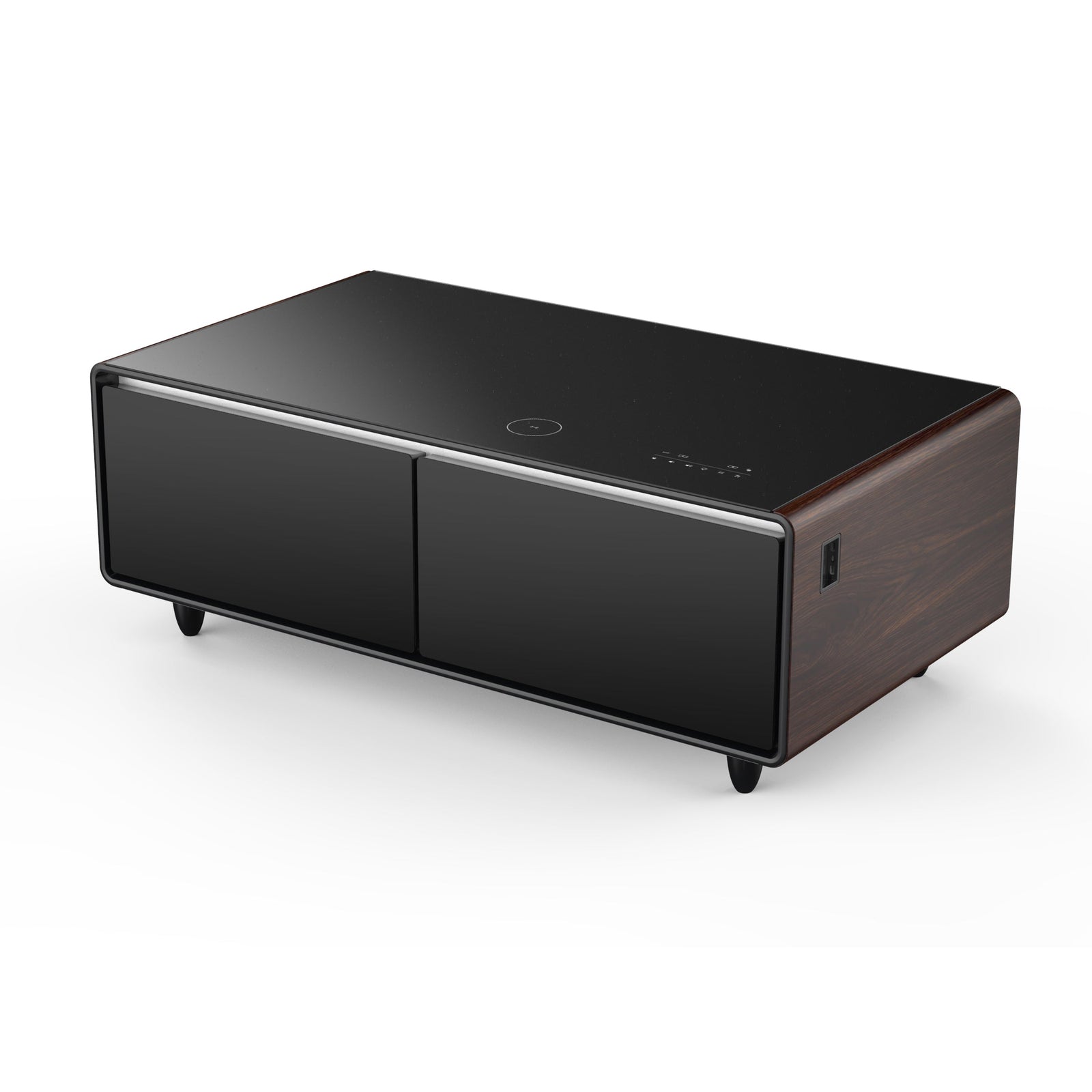 Forno Evoluto Tavolo 51-Inch Smart Coffee Table with Wood-Accent Sides – Dual Cooling Zones, Wireless Charging Pad & Built-In Bluetooth Speakers - FCTFR7006-51WD
