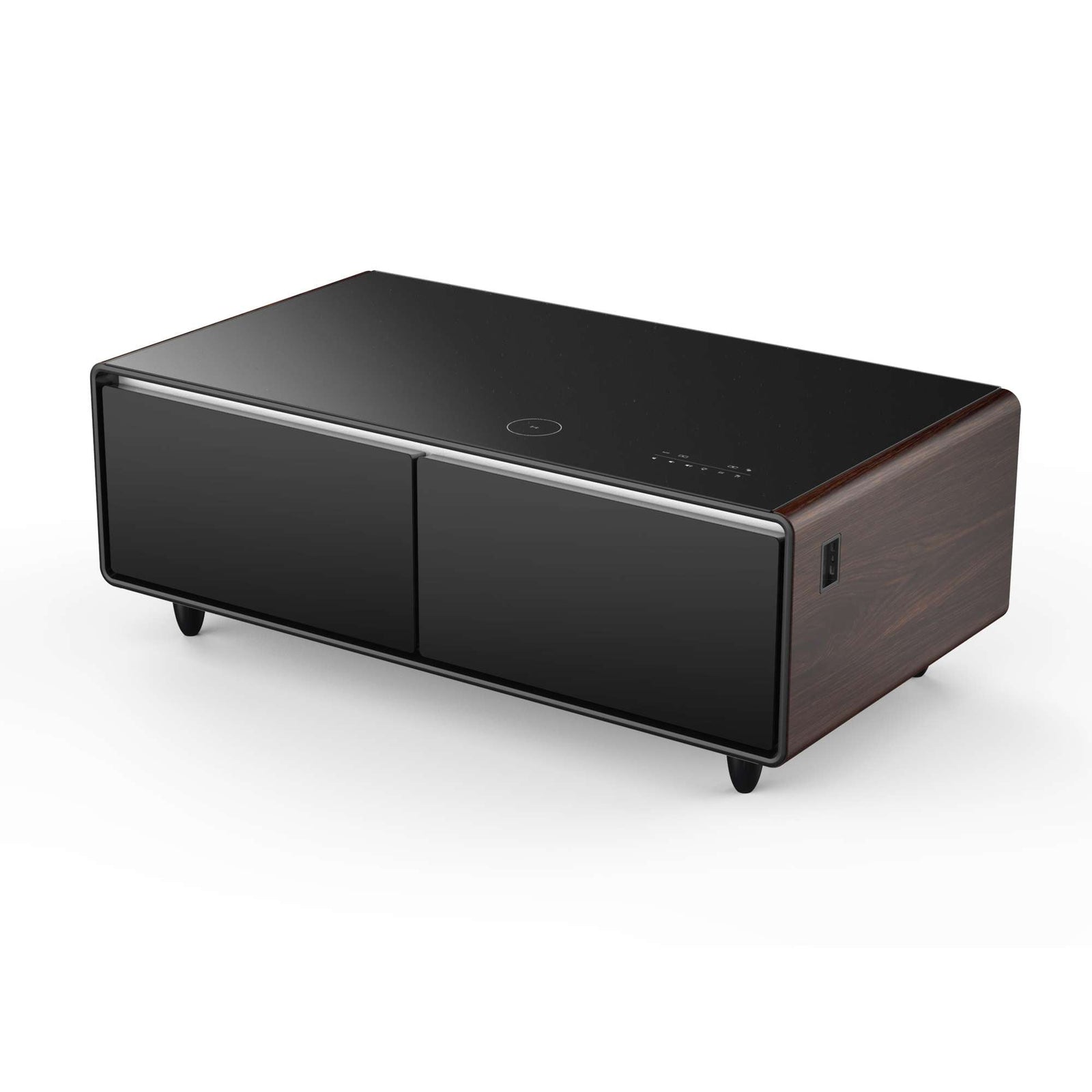 Forno Evoluto Tavolo 51-Inch Smart Coffee Table with Wood-Accent Sides – Dual Cooling Zones, Wireless Charging Pad & Built-In Bluetooth Speakers - FCTFR7006-51WD