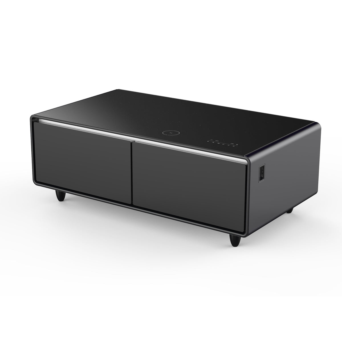 Forno Evoluto Tavolo 51-Inch Black Smart Coffee Table – Dual Refrigerator Drawers, Bluetooth 5.0 Audio, Wireless Charging & RGB Ambient Light - FCTFR7006-51BLK