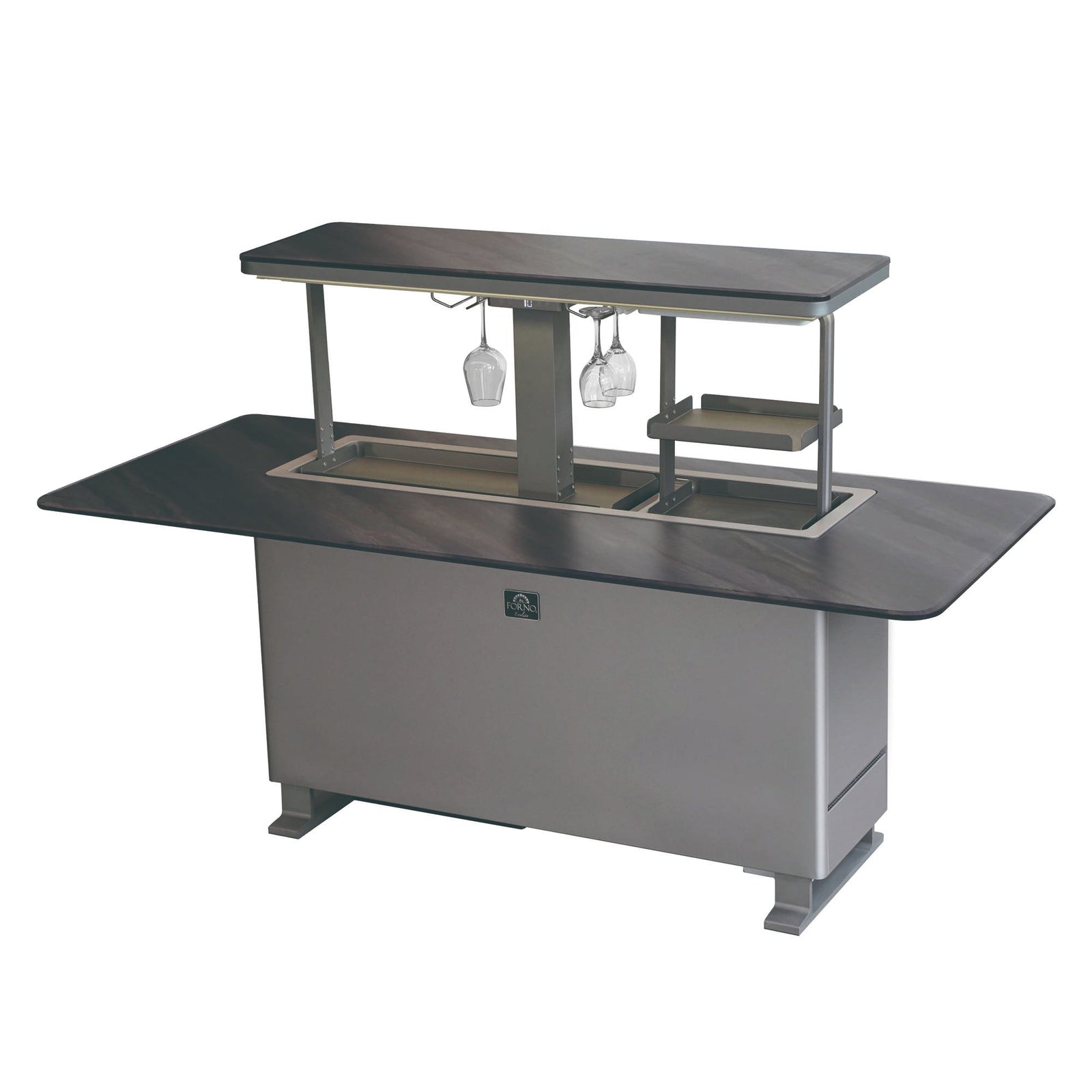Forno Elevato Smart Bar Table, Midnight Marble, 5.3 cu.ft fridge and freezer with Bluetooth control - FBTFR7037-72GRY