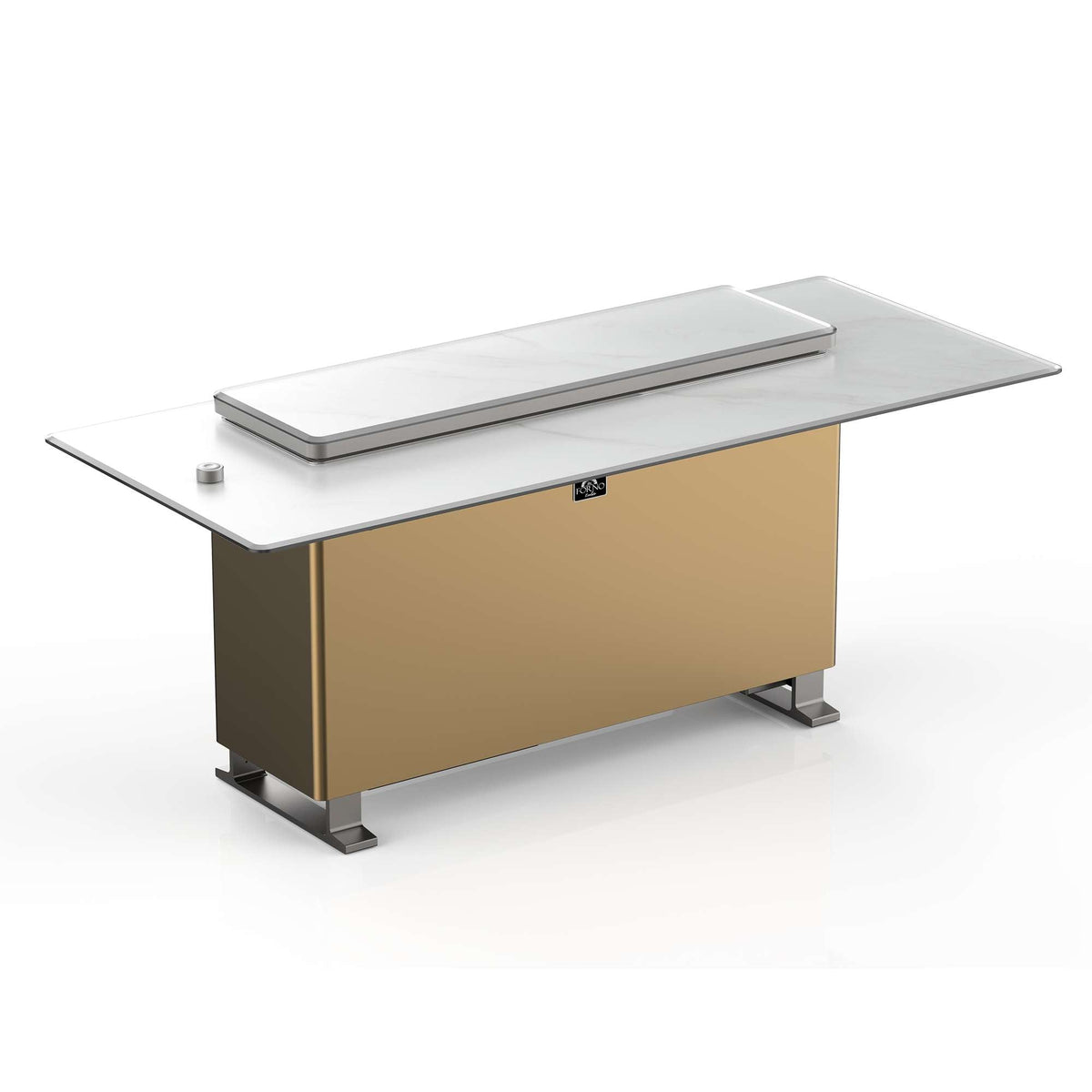Forno Elevato Smart Bar Table in White, 5.3 cu.ft fridge and freezer with Bluetooth control - FBTFR7037-72WHT