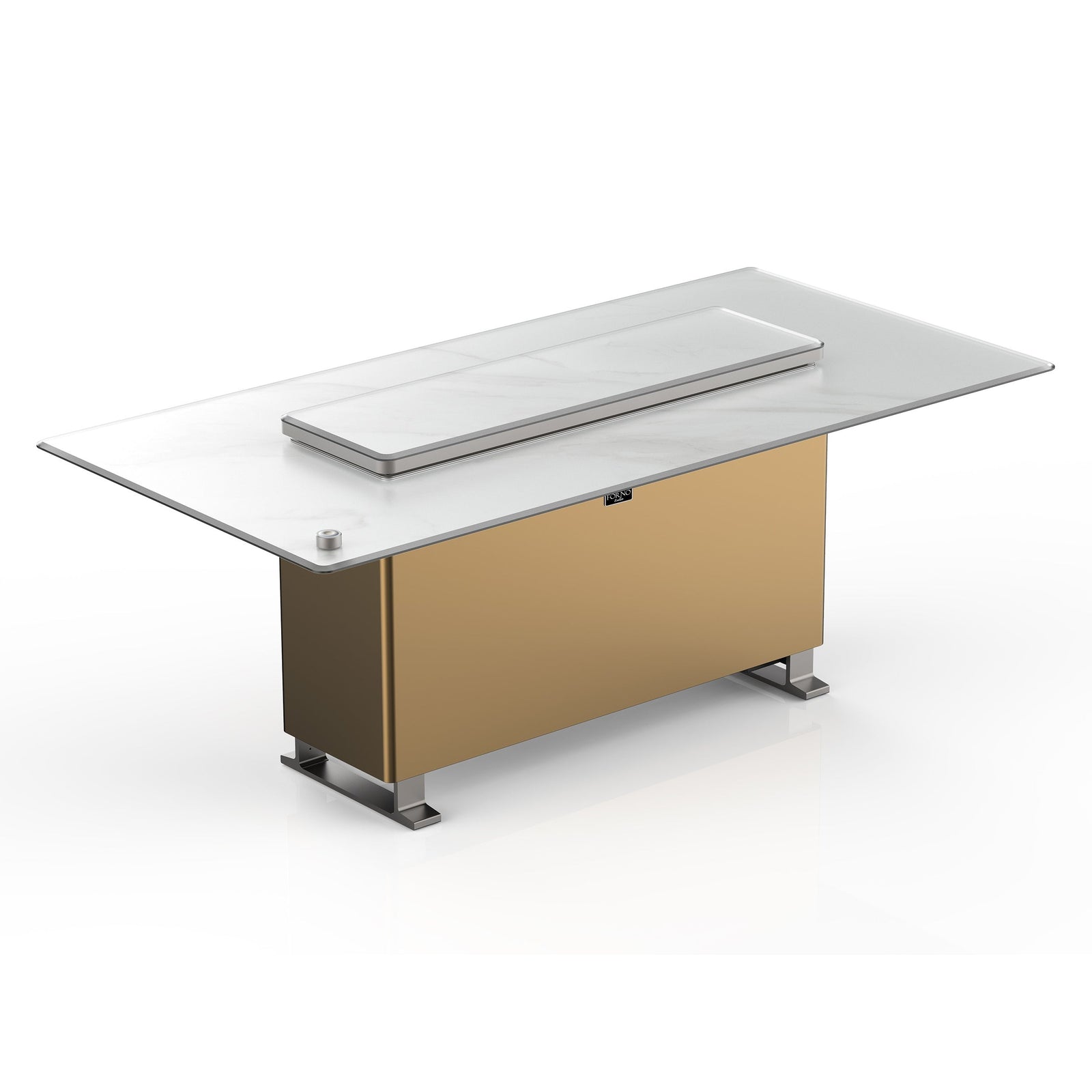Forno Cinetico Smart Dining Table in White, 5.3 cu.ft fridge and freezer with Bluetooth control - FDTFR7044-86WHT