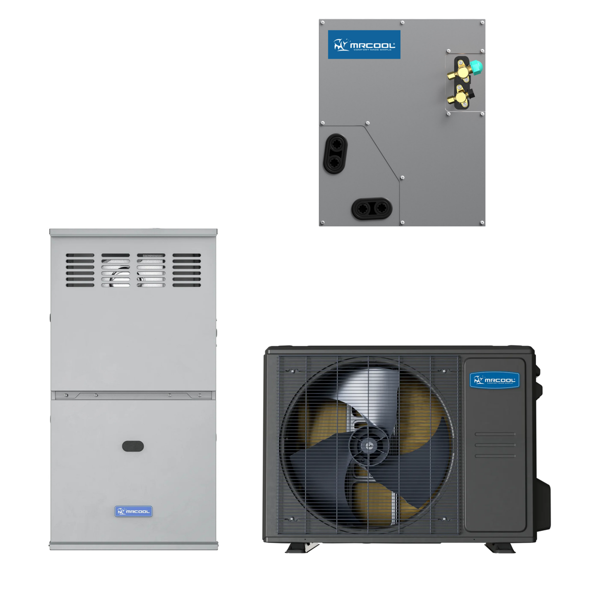 MRCOOL 3 Ton Central Universal Air Conditioner and 80% AFUE, 60K BTU 17.5" Gas Furnace Split System - Upflow, Horizontal, or Downflow